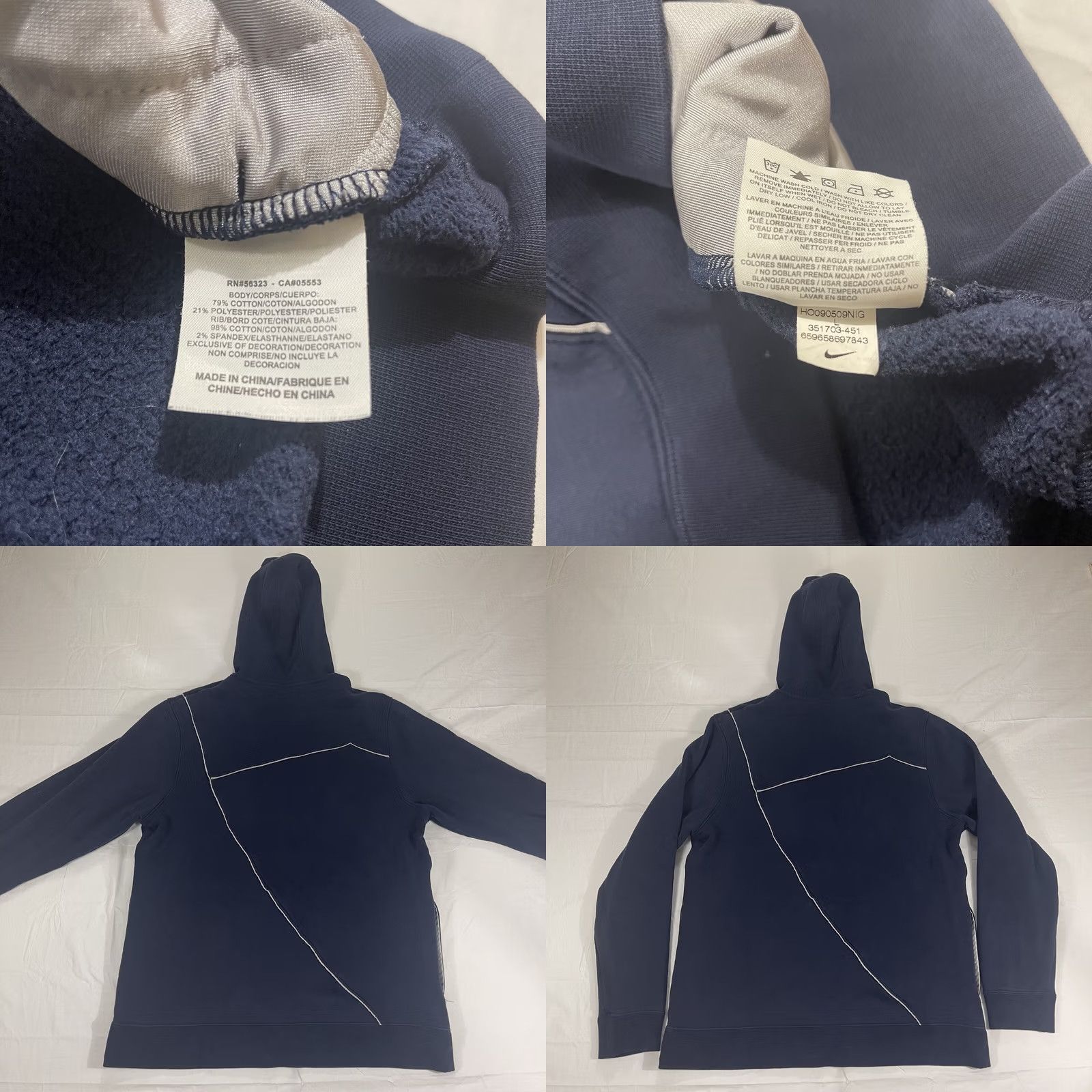 Nike VINTAGE Nike Full Zip Sweatshirt Hoodie L Navy Blue White Size US L / EU 52-54 / 3 - 10 Thumbnail