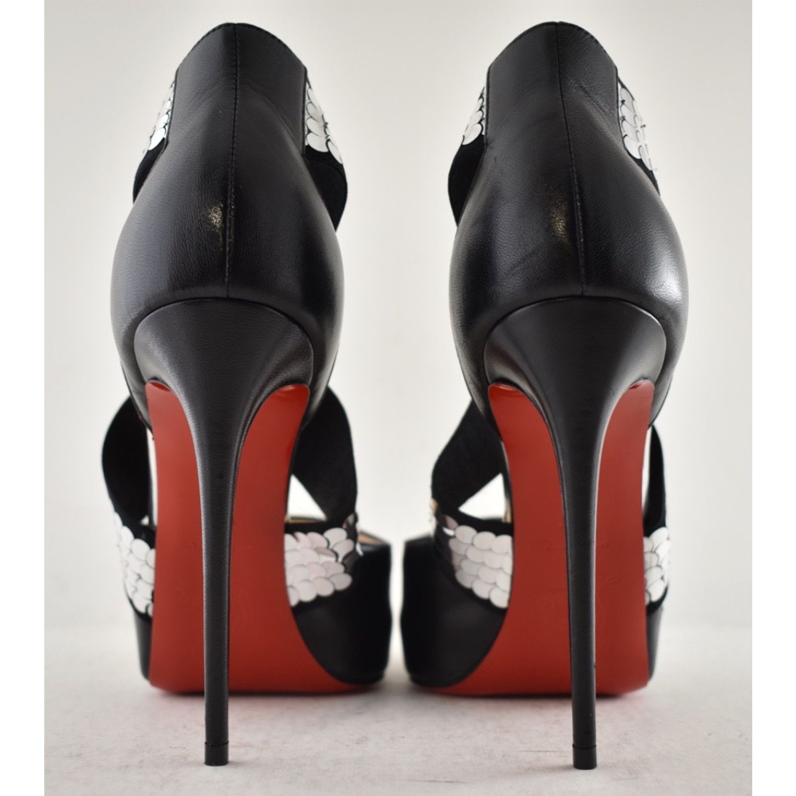 Christian Louboutin Xiletta 120 Black Silver Peep Platform Sandal Heel Pump 35.5 Size US 5.5 / IT 35.5 - 13 Thumbnail