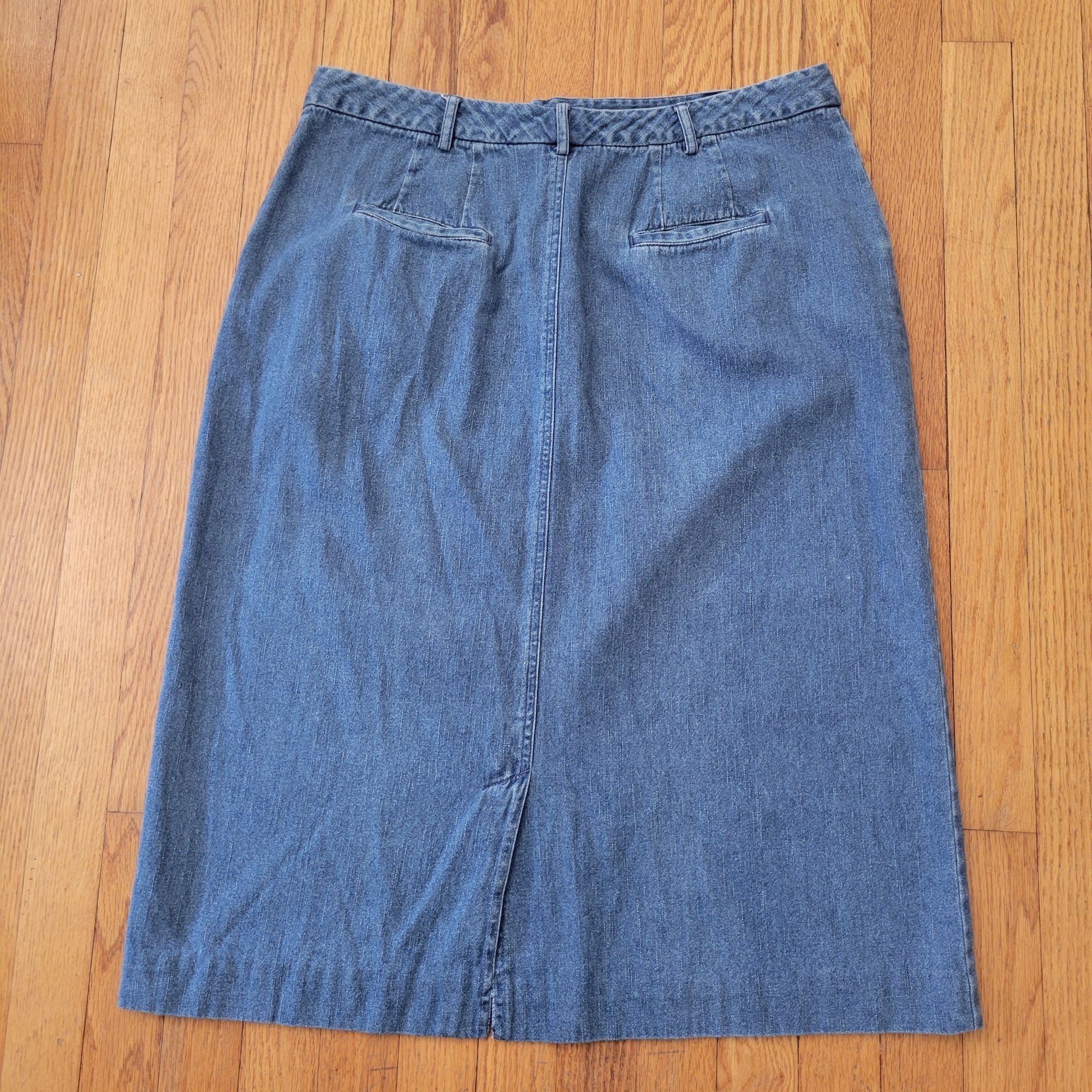 Vintage Kim Rogers Sport Denim Maxi Skirt 16 Cotton Blue Jean Modest Size 38" / US 16 / IT 52 - 2 Thumbnail