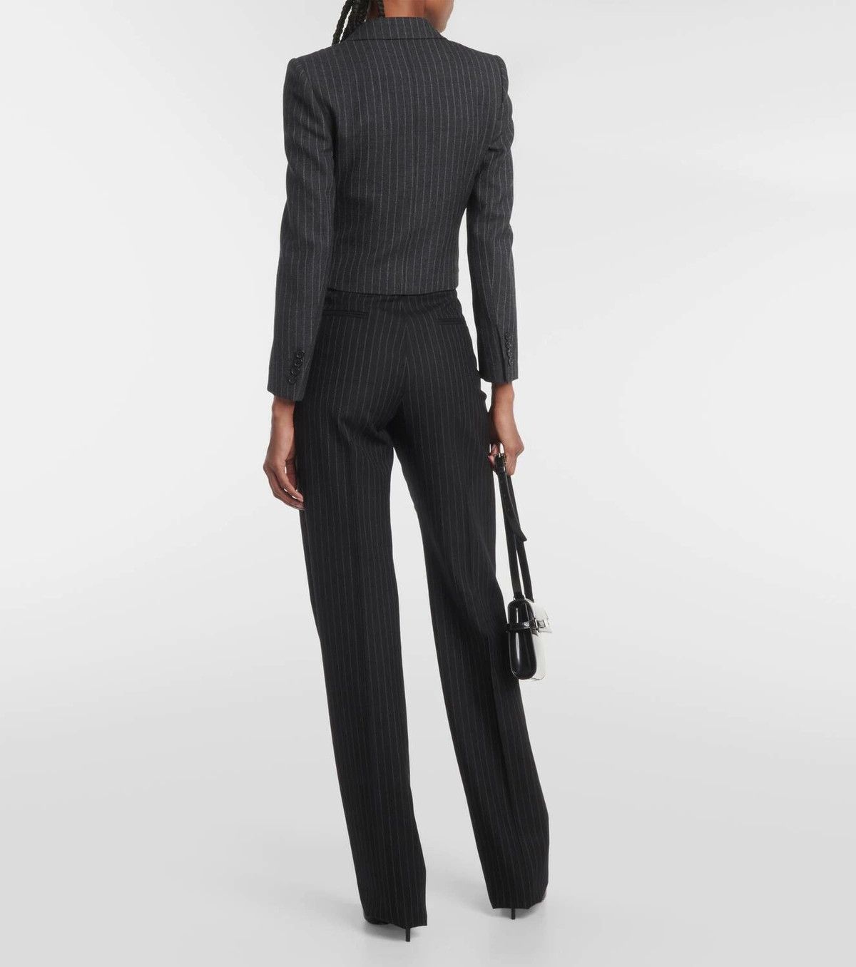 Saint Laurent Paris o1tp1o0525 Cropped Jacket In Stripe in Grey Size L / US 10 / IT 46 - 3 Thumbnail