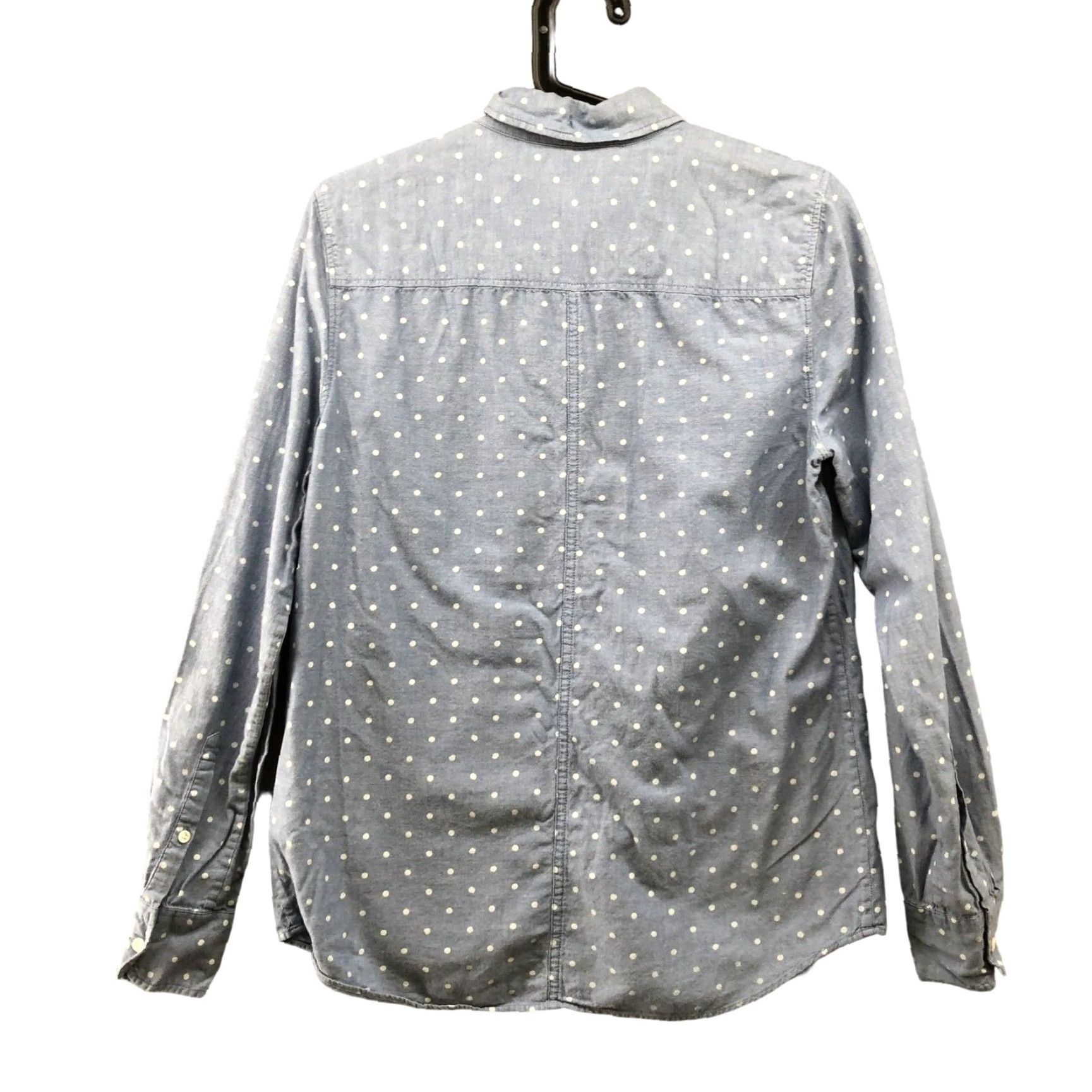 J.Crew J.CREW Shirt Womens Size 6 Blue Long Sleeve White Polka Dot Cotton Button-Up Boy Fit Size M / US 6-8 / IT 42-44 - 2 Thumbnail