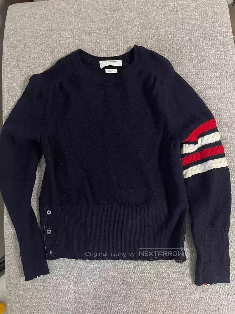 Thom Browne Thom Browne Blue Striped Sleeve Knit Top Size US M / EU 48-50 / 2 - 1 Thumbnail