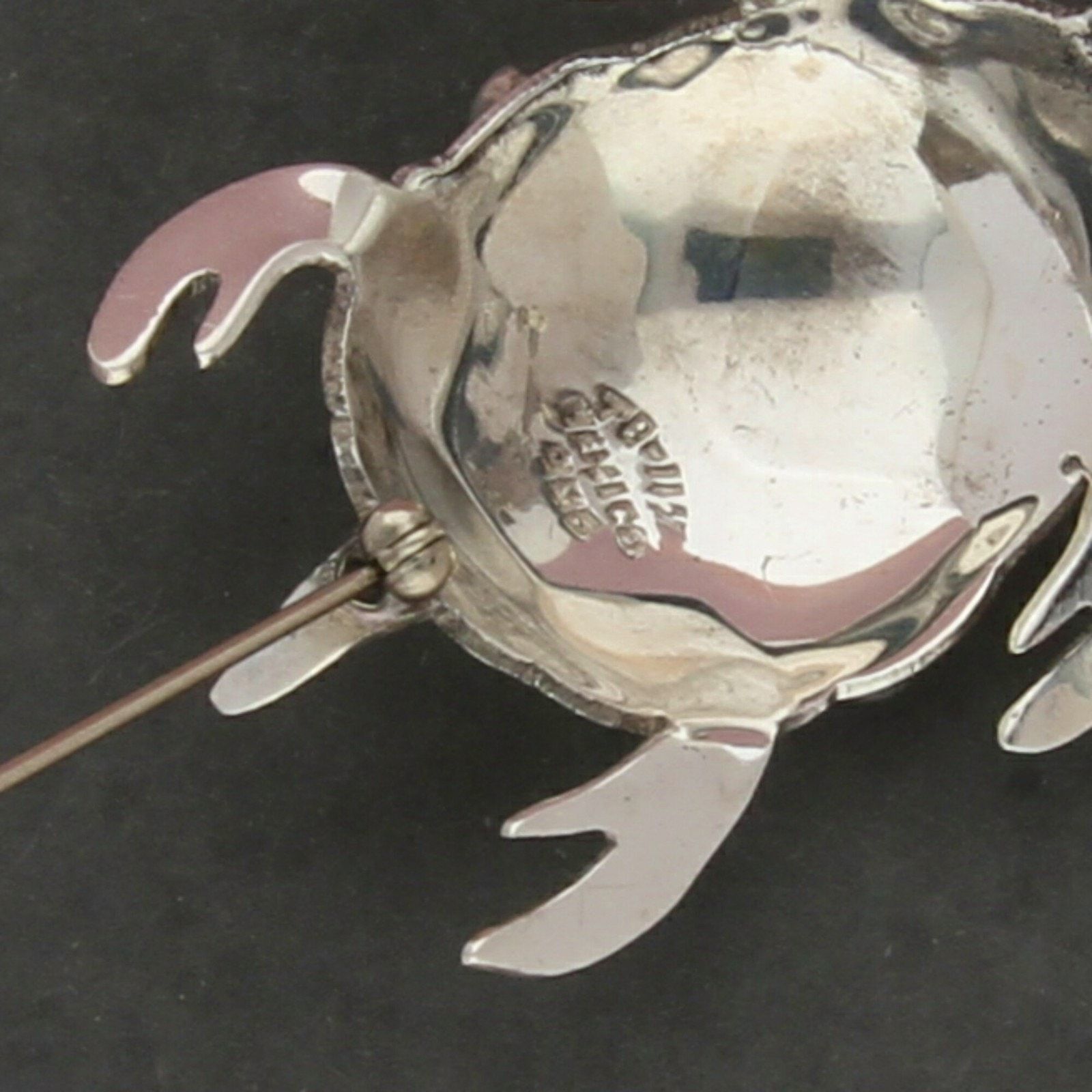 Sterling Silver taxco mexico sterling silver turquoise turtle brooch Size ONE SIZE - 3 Thumbnail