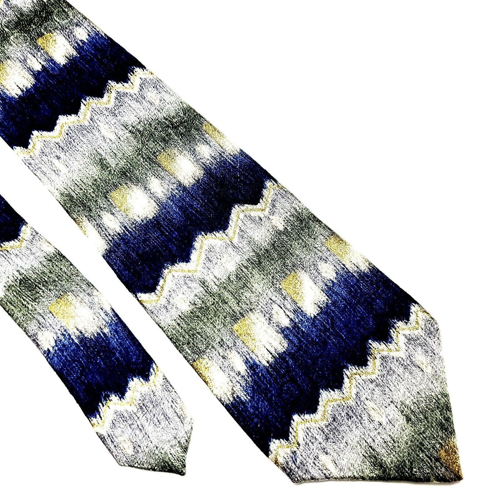 Pierre Cardin Pierre Cardin Silk Tie Print Abstract Blue Green Wide Size ONE SIZE - 1 Thumbnail