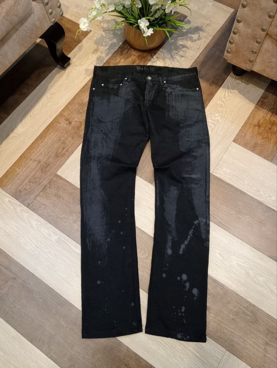 Davit Meursault Japan DAVIT MEURSAULT JAPAN BLACK STRETCH PANTS Size US 33 - 1 Thumbnail
