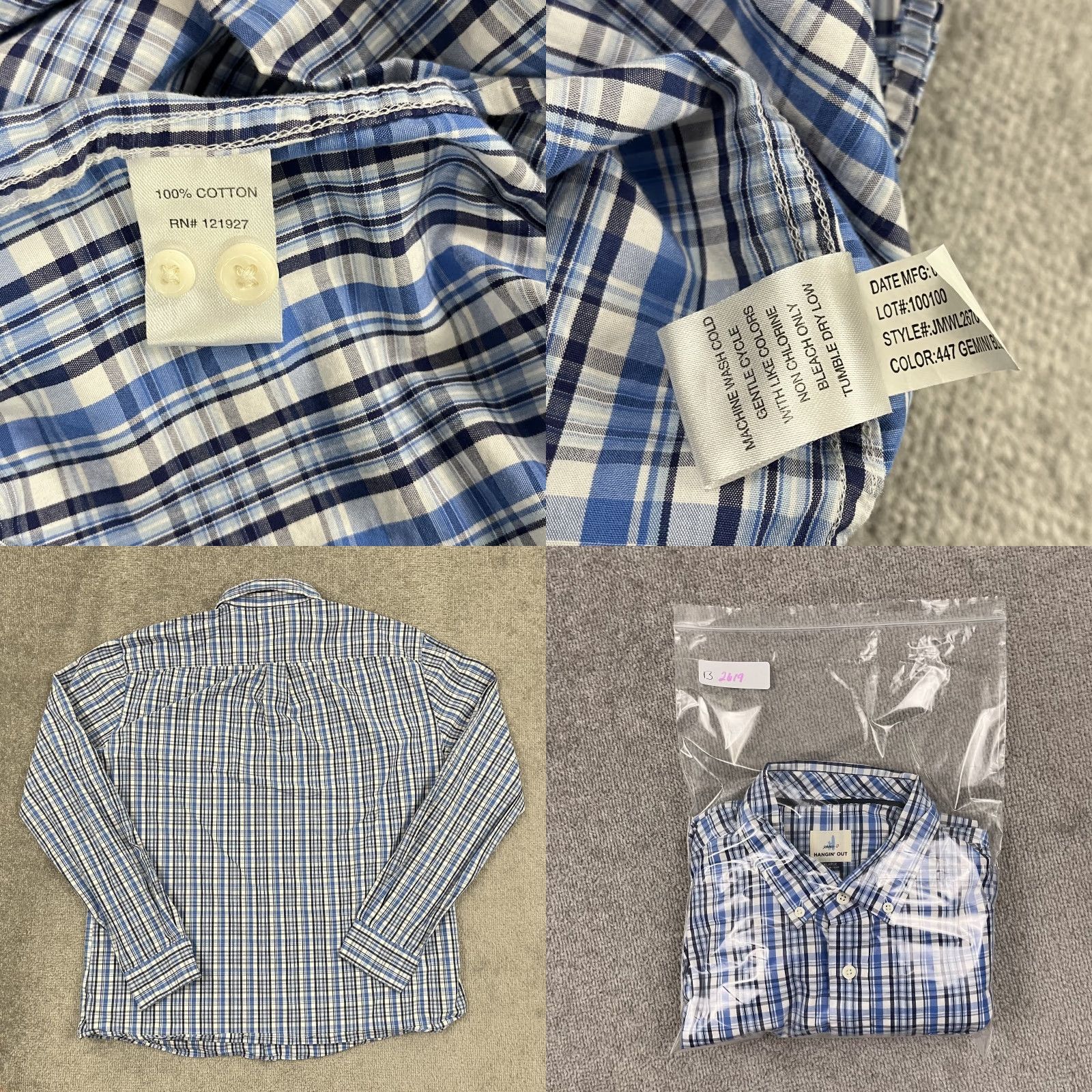 johnnie-O Johnnie-O Hangin Out Shirt Men XL Blue Plaid Button-Down Long Sleeve Casual Work Shirt Size US XL / EU 56 / 4 - 8 Thumbnail