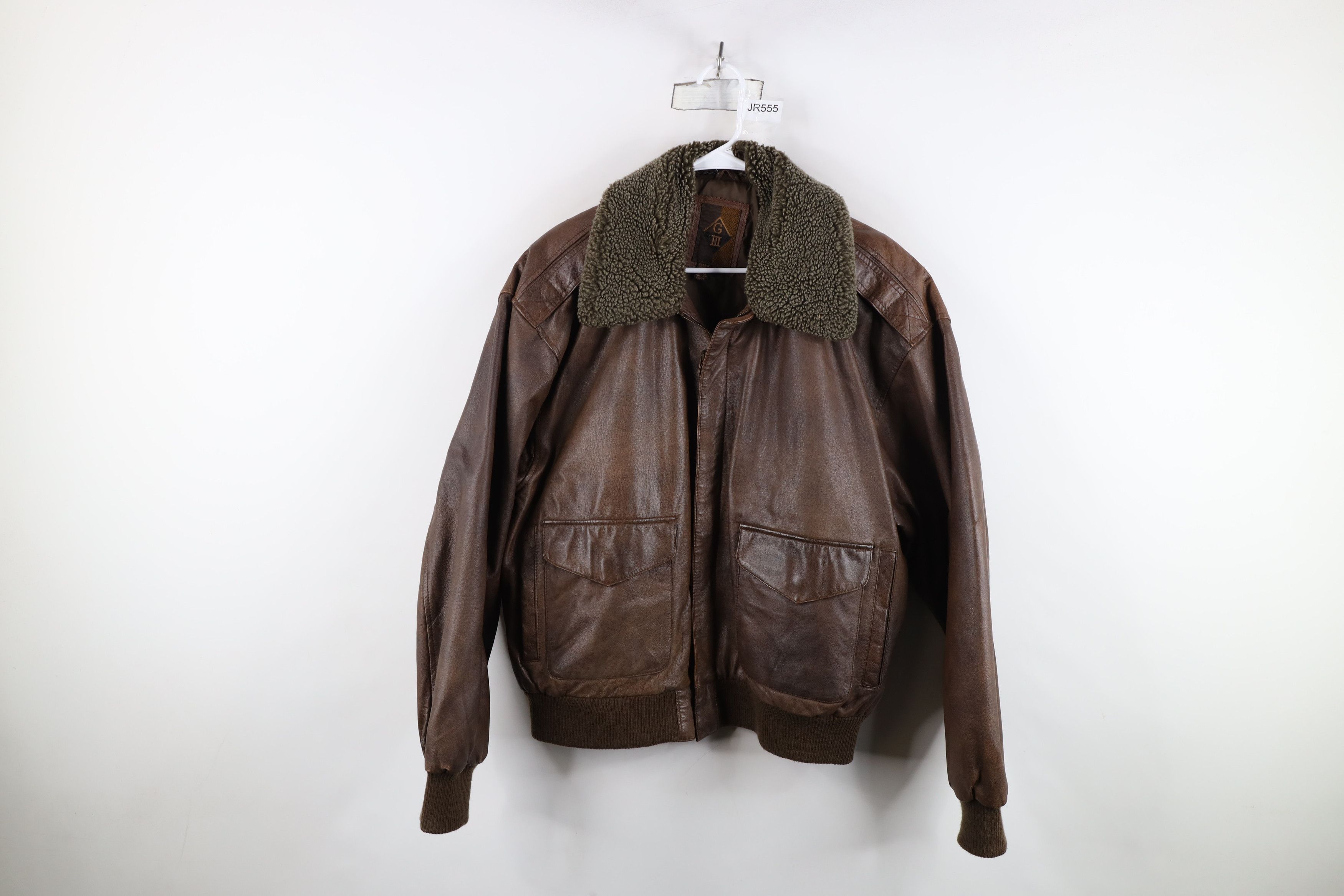 Vintage 90s Streetwear Leather B3 Flight Bomber Jacket Brown