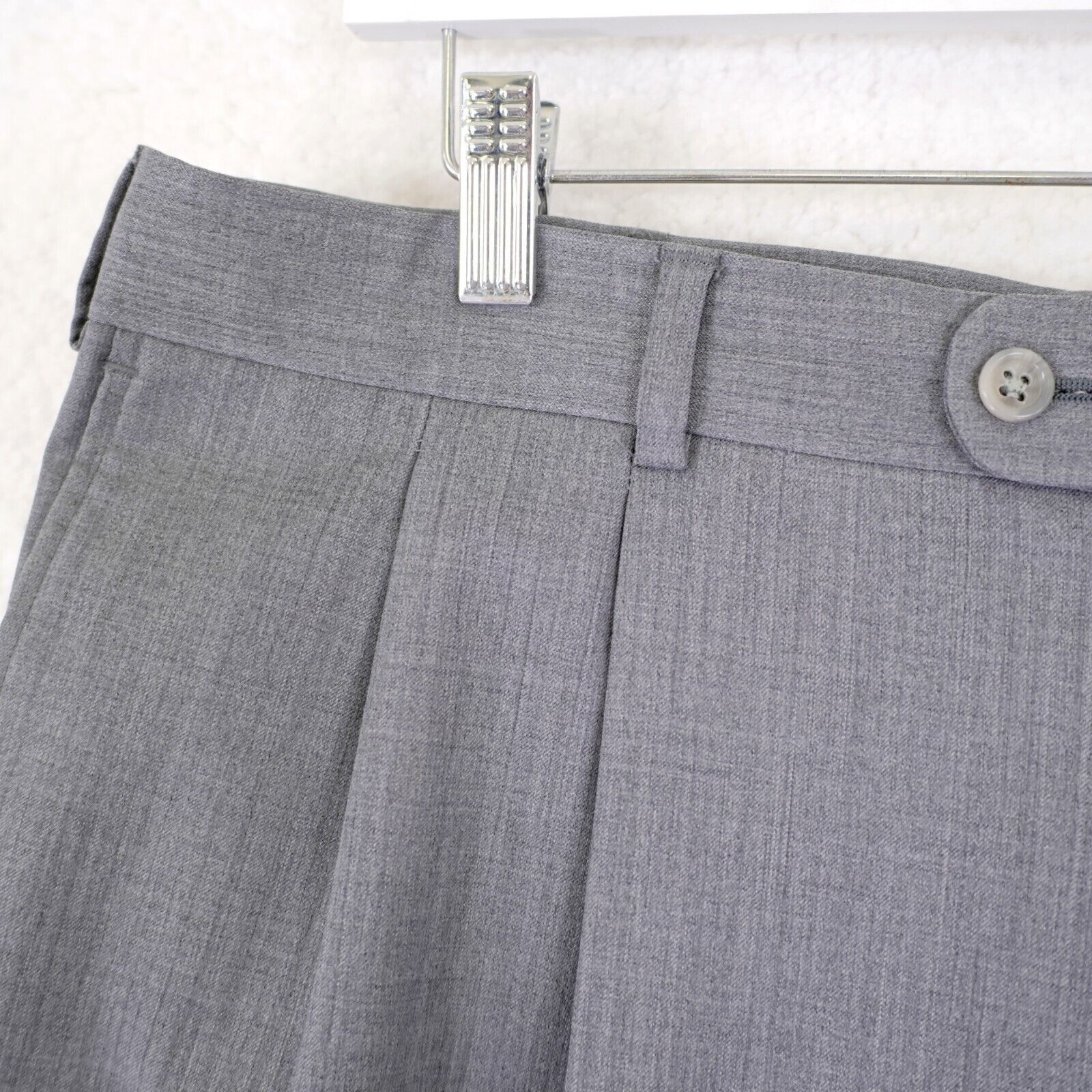 Vintage DAMAGED Unbranded Gray Pleated Cuffed Wool 39/29 Dress Pants Size 38R - 2 Thumbnail