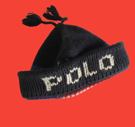 image of Polo Ralph Laurent - 90's Polo Sport P.s.r.l Usa Flag Beanie in Blue, Men's