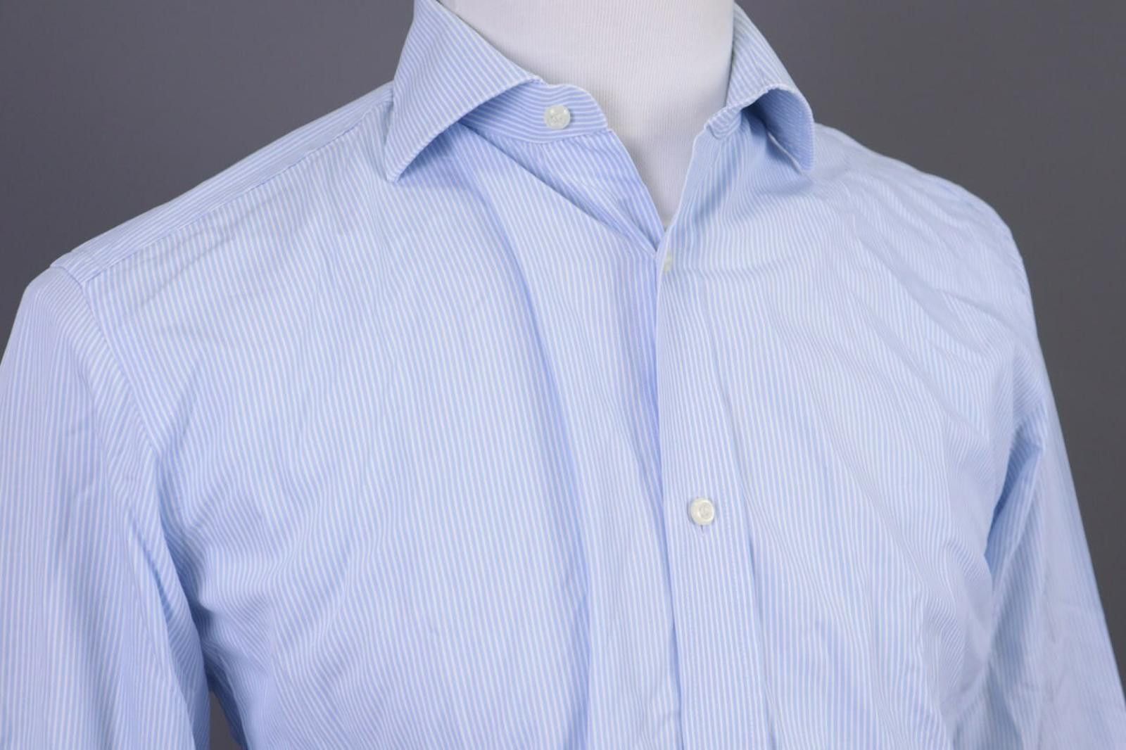 Designer Boggi Milano 2/100' Doppio Ritorto Blue Shirt Size 39 / 15 Size US M / EU 48-50 / 2 - 6 Thumbnail