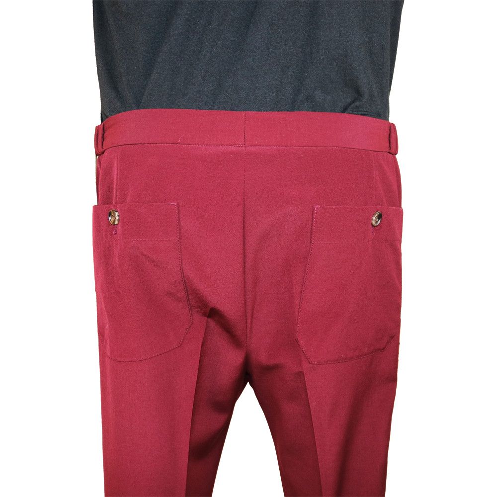 Gucci Gucci Burgundy Trousers with Blue Side Stripe and Self Belt Size 50R - 4 Thumbnail