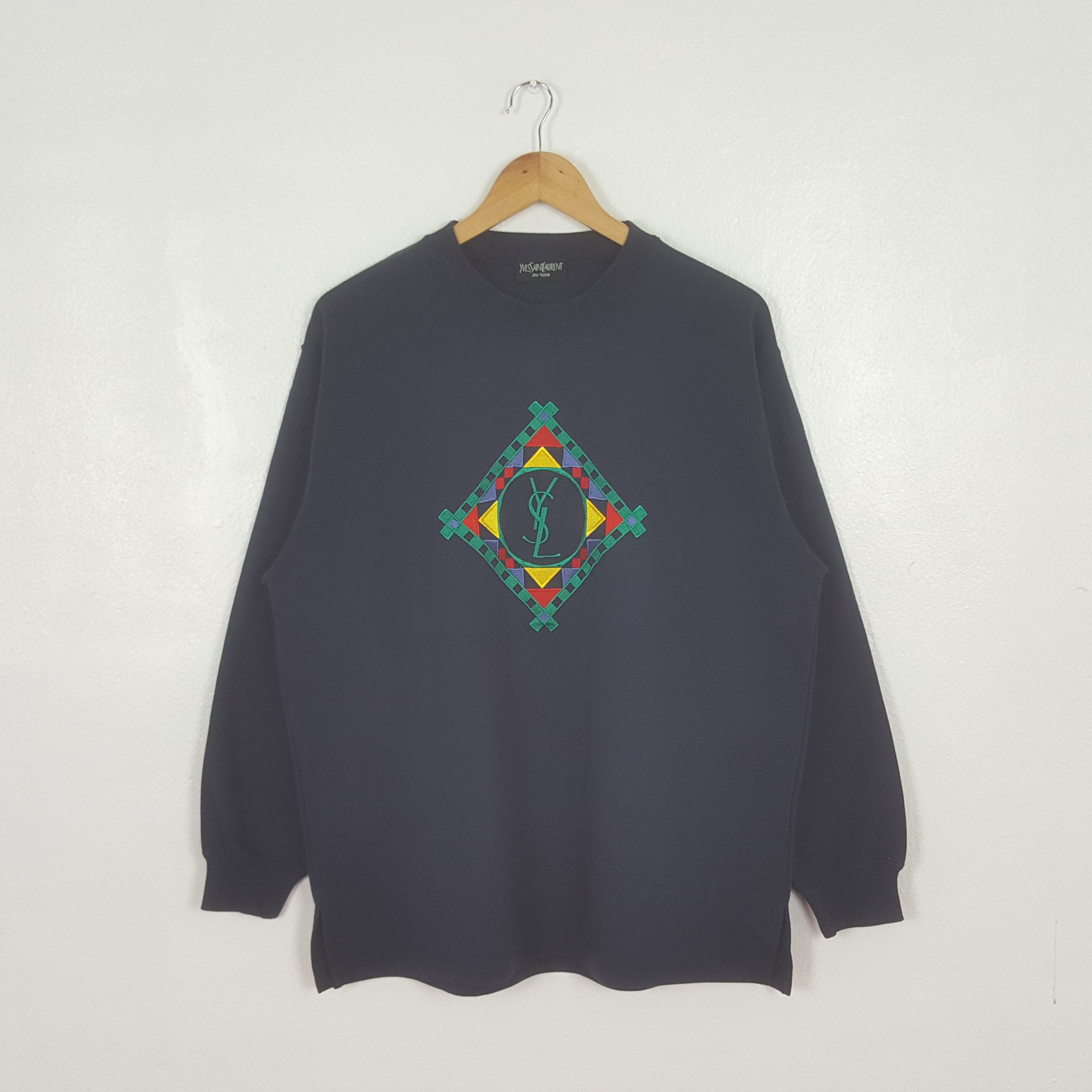 Yves Saint Laurent Vintage Yves Saint Laurent Center Logo YSL Sweatshirt C316N4 Size US L / EU 52-54 / 3 - 1 Thumbnail