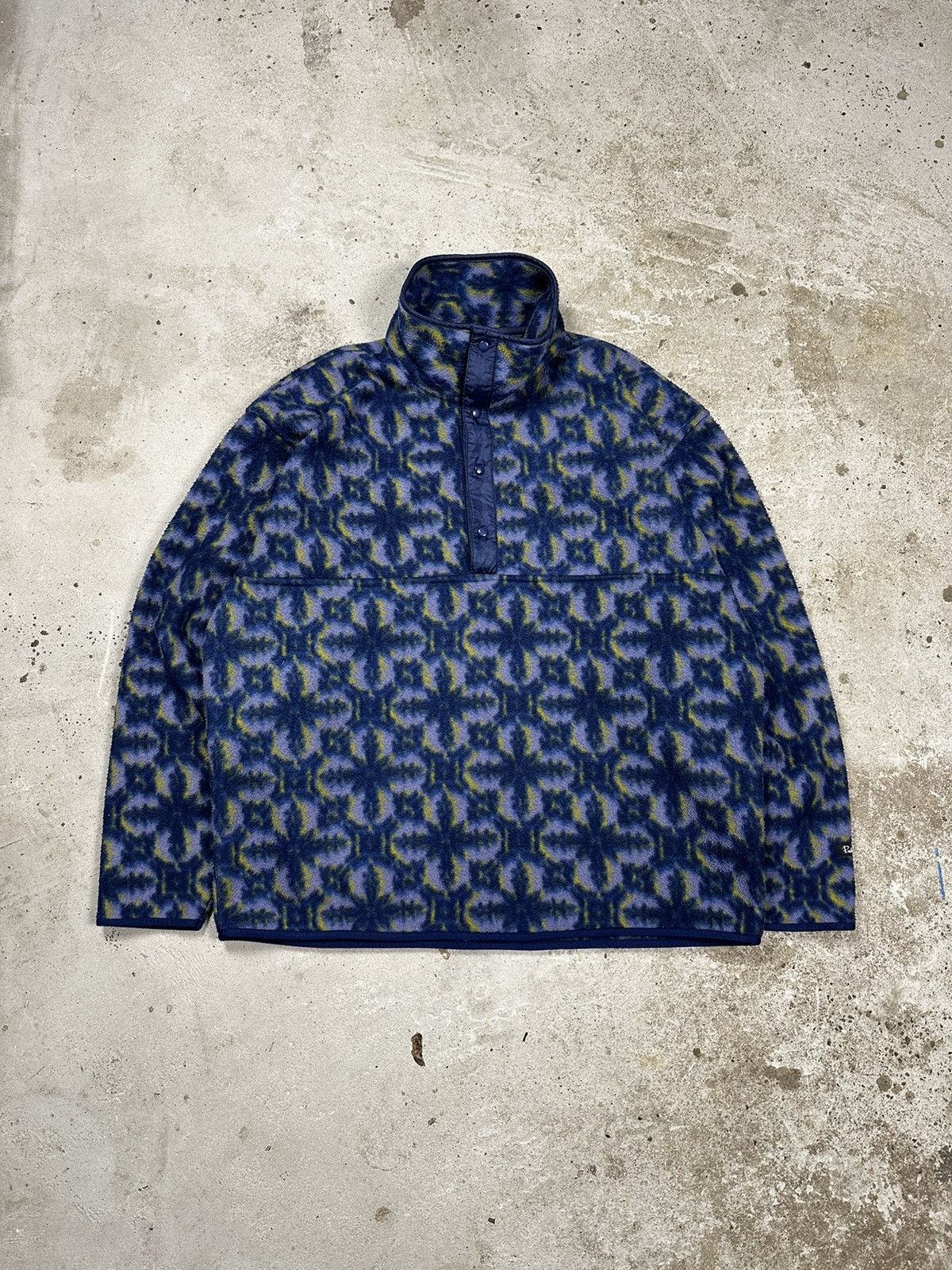 Japanese Brand × Vintage ‼️ Vintage 90s Navy Fleece Sherpa 1/3 Buttons Sweatshirt Size US XL / EU 56 / 4 - 1 Thumbnail