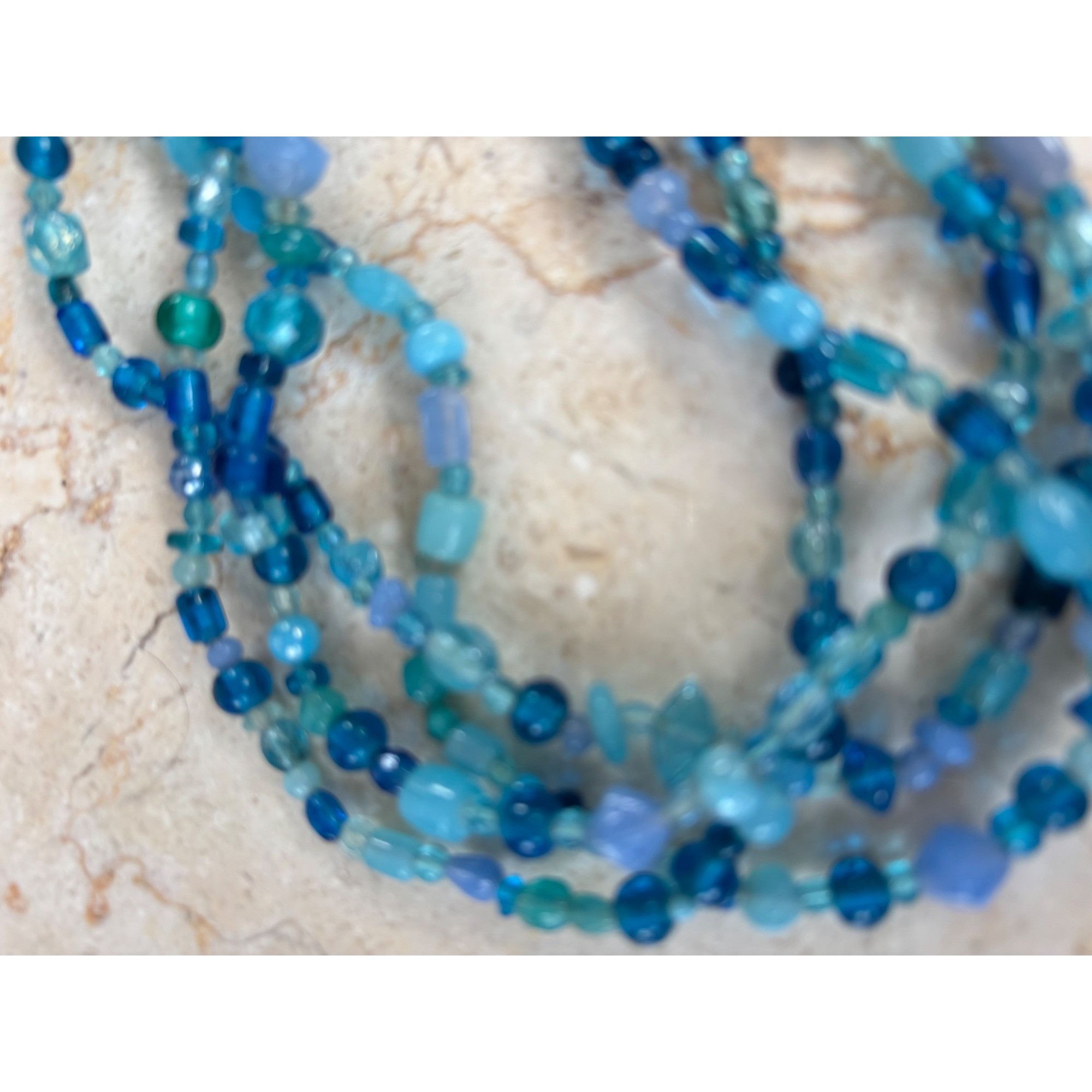 Other Multi-Strand Blue Beaded Glass Necklace Adjustable 18"-22" B Size ONE SIZE - 3 Thumbnail