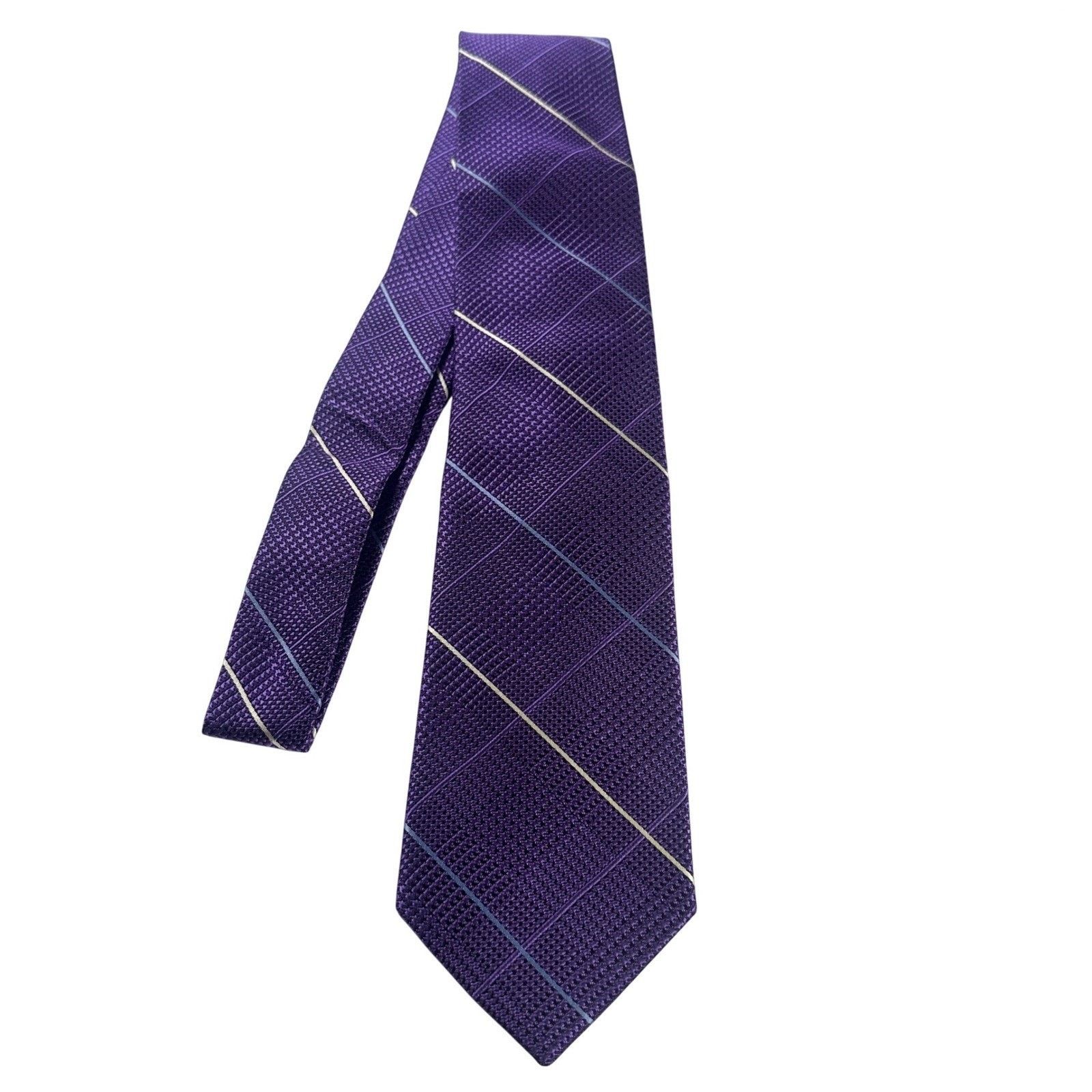 Paul Fredrick Paul Fredrick Purple Grid Pattern Silk Tie Hand Made NWT Size ONE SIZE - 1 Thumbnail