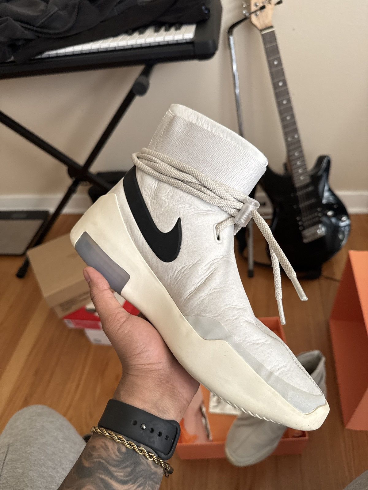 Fear of God × Nike Nike Air Fear Of God 1 SA Light Bone Black Size US 8.5 / EU 41-42 - 5 Thumbnail
