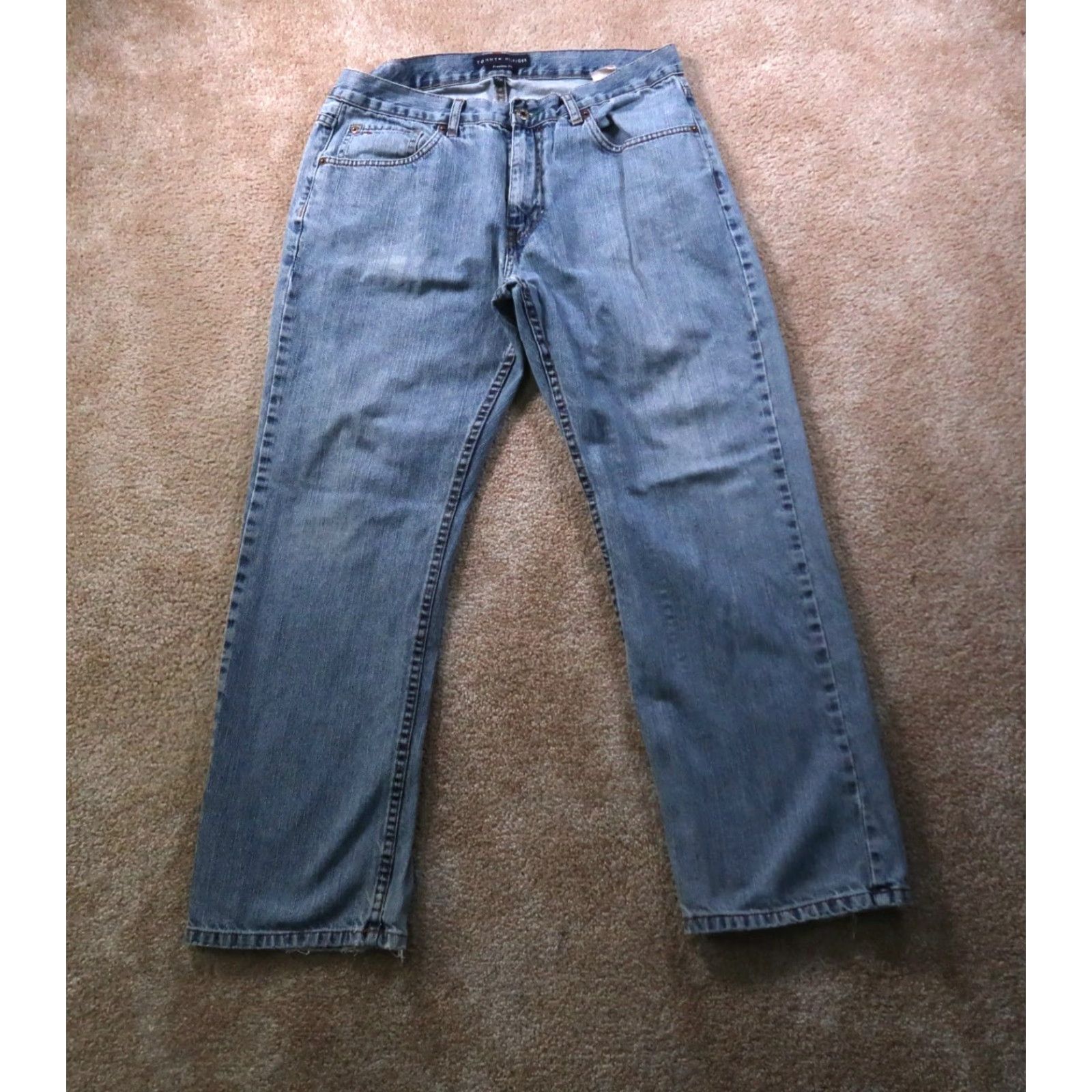 Tommy Hilfiger Tommy Hilfiger relaxed Jeans Men 34x30 Blue Distressed Denim Straight 5-Pocket Zip Button Vintage: No 80s 90s Theme Mens Jeans Size US 34 / EU 50 - 2 Thumbnail