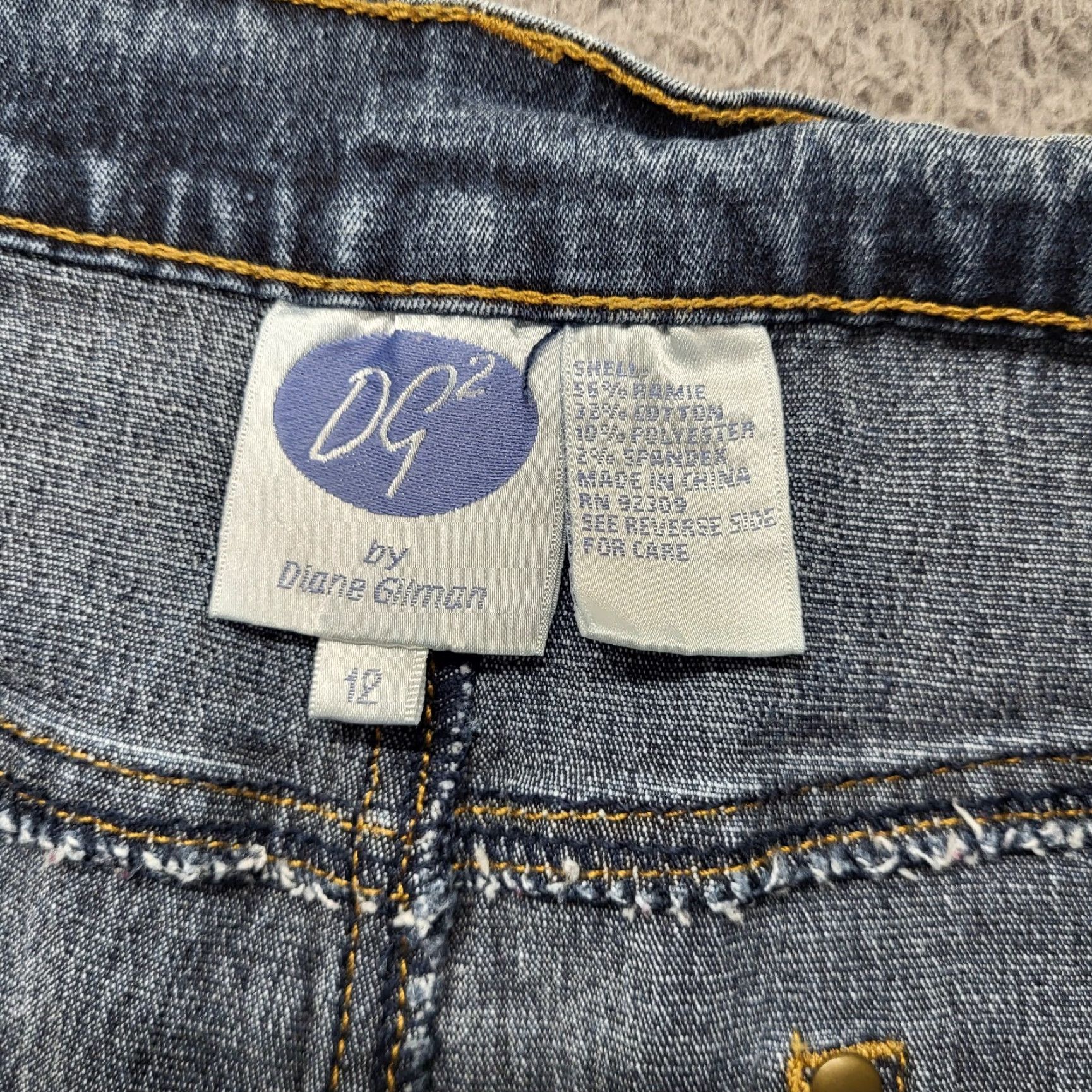 Denime DG2 Diane Gilman Jeans Women’s Size 12 Blue Denim Pants Embroidered Rhinestones Size 34" / US 12 / IT 48 - 2 Thumbnail