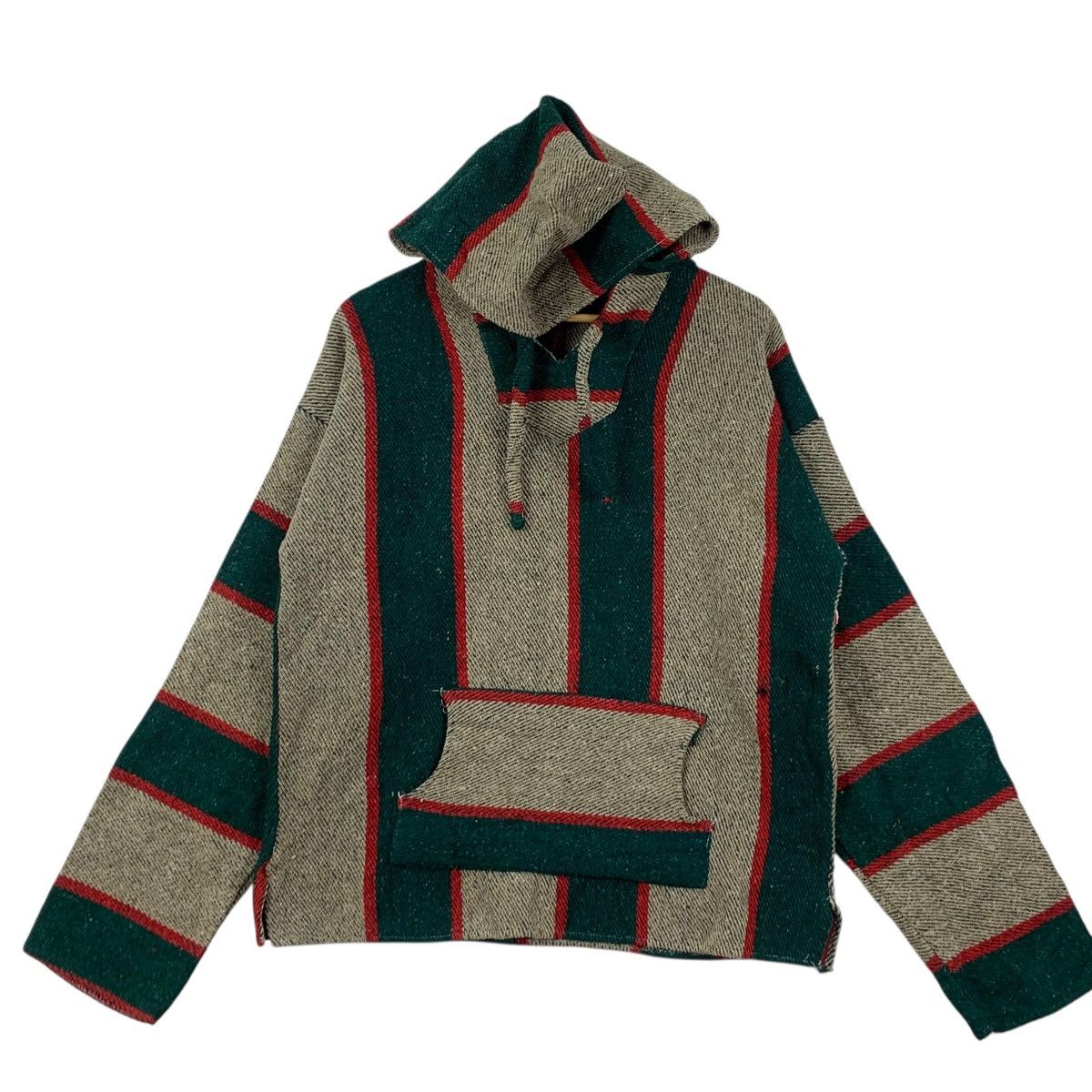 Vintage Vintage 80s MEXICAN BAJA PONCHO Rug Drug Woven Hoodie Size US L / EU 52-54 / 3 - 4 Thumbnail