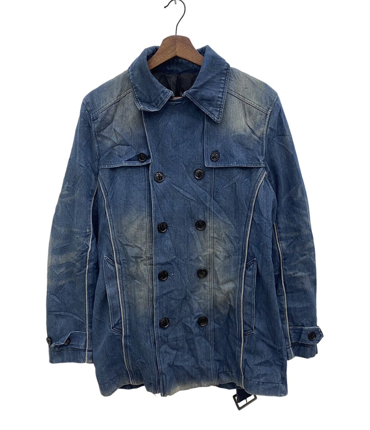 image of Best Offervintage Semantic Design Denim Jacket in Blue, Men's (Size Large)