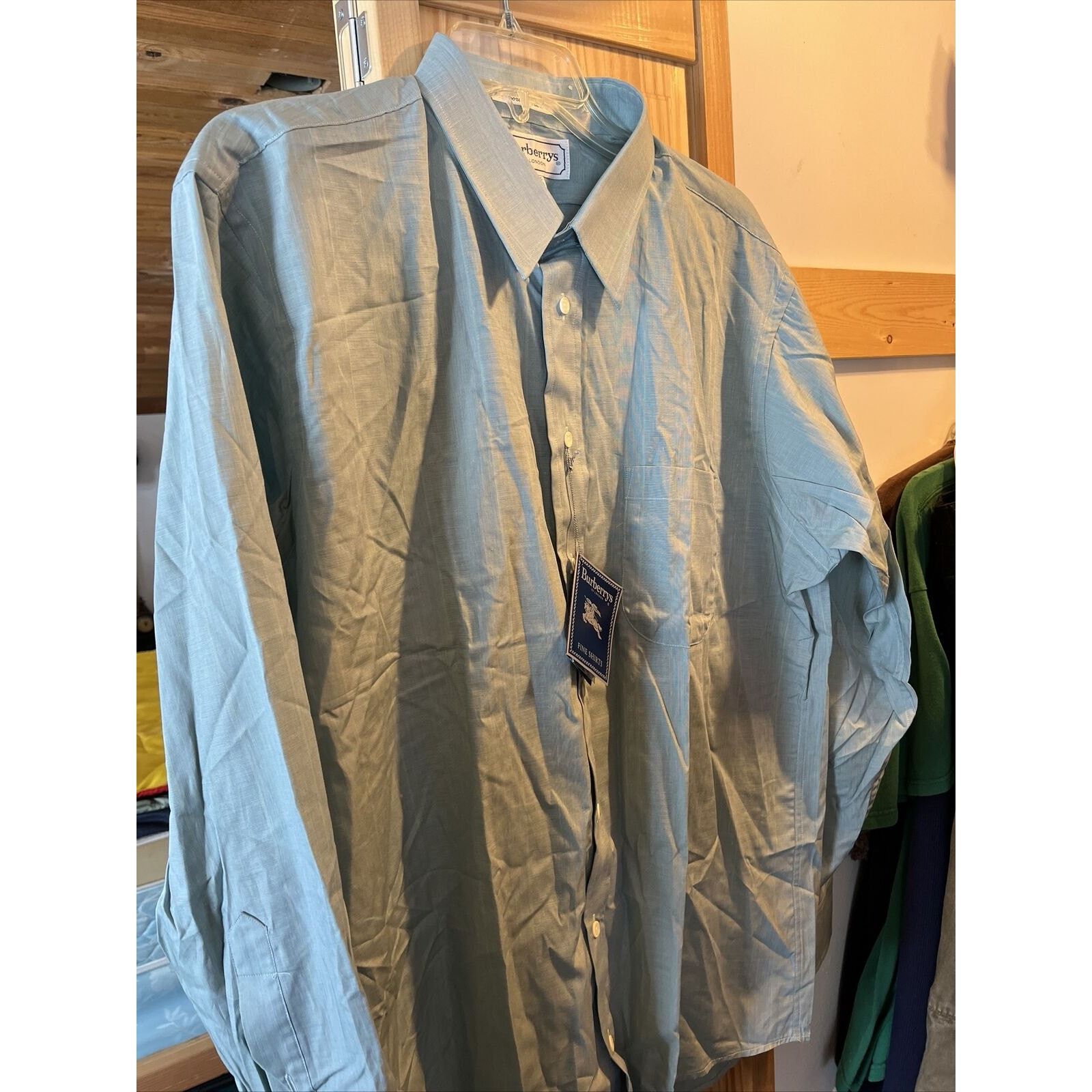 Burberry Burberry Men’s 16.5 34 Green Grey LS Button Up Cotton Shirt Size US L / EU 52-54 / 3 - 6 Thumbnail
