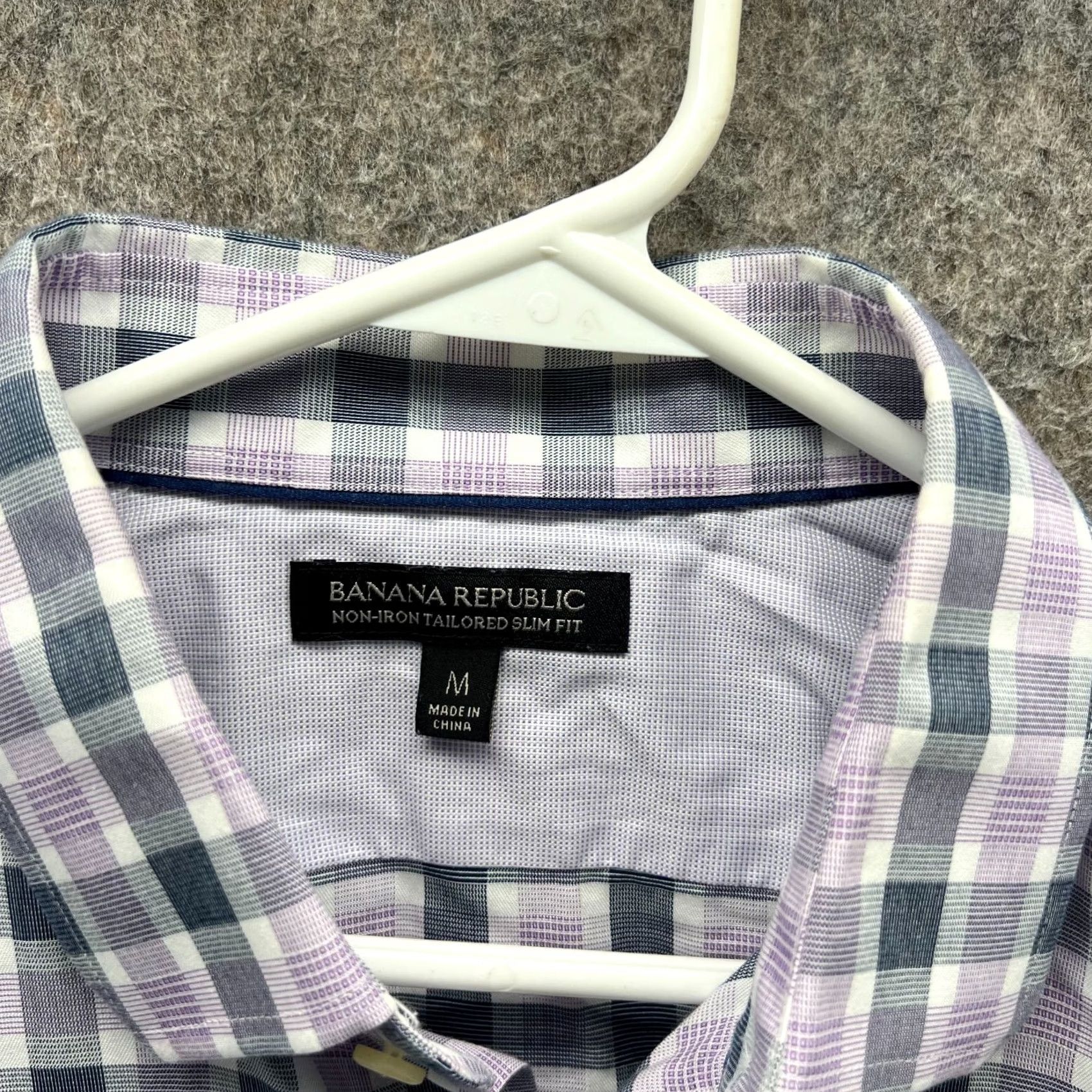 Banana Republic Banana Republic Shirt Men Medium Purple Blue Button Down Tailored Slim Check Shirt Size US M / EU 48-50 / 2 - 6 Thumbnail