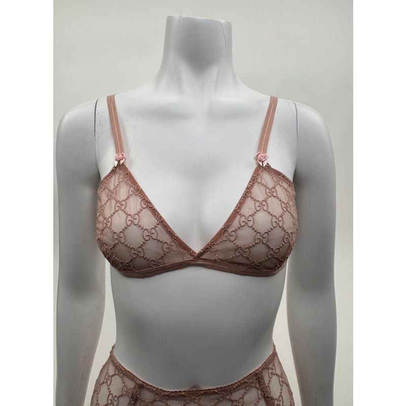Gucci Gucci Blush Pink GG Logo Lace Lingerie Set Size S Size ONE SIZE - 2 Thumbnail