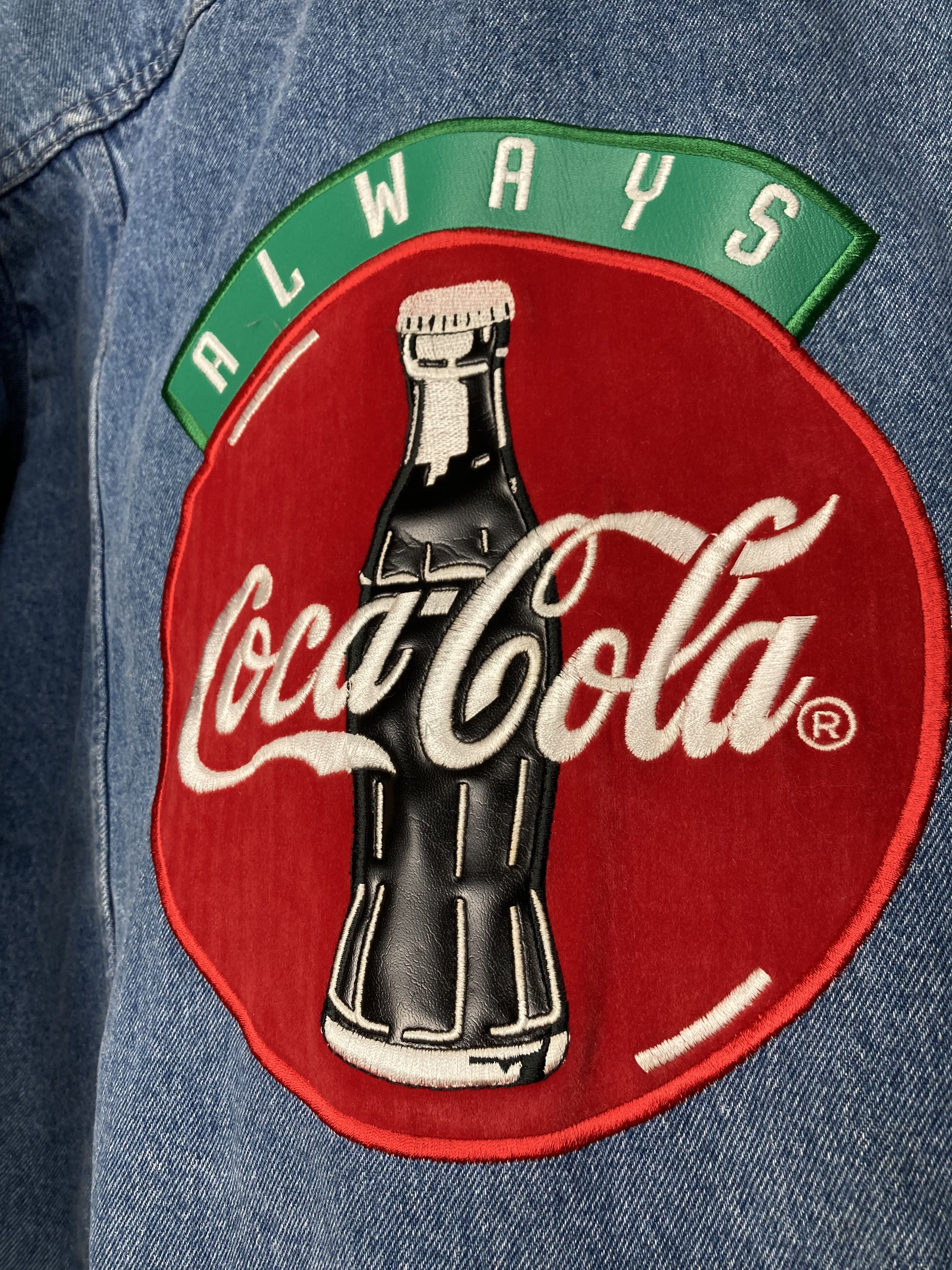 Coca Cola GRAIL Coca Cola 90s Big Leather Logo On Back Denim Jacket Size US XL / EU 56 / 4 - 4 Thumbnail