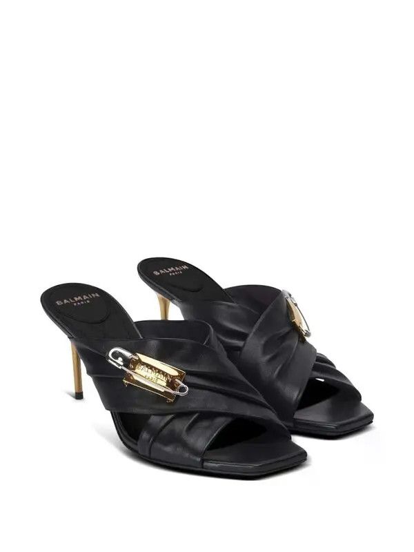Balmain o1s1wg111225 Safety Pin Stiletto Sandals in Black Size US 10 / IT 40 - 2 Thumbnail