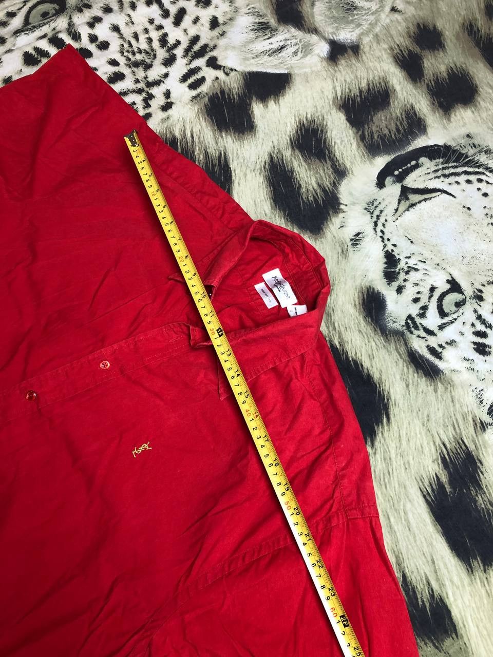 Yves Saint Laurent Luxury Yves Saint Laurent Red 100% Cotton Shirt Size L Size US L / EU 52-54 / 3 - 12 Thumbnail