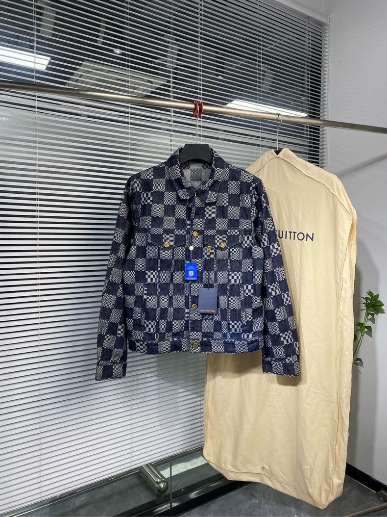 Louis Vuitton Checkerboard Denim Jacket Blue Gray- DMC