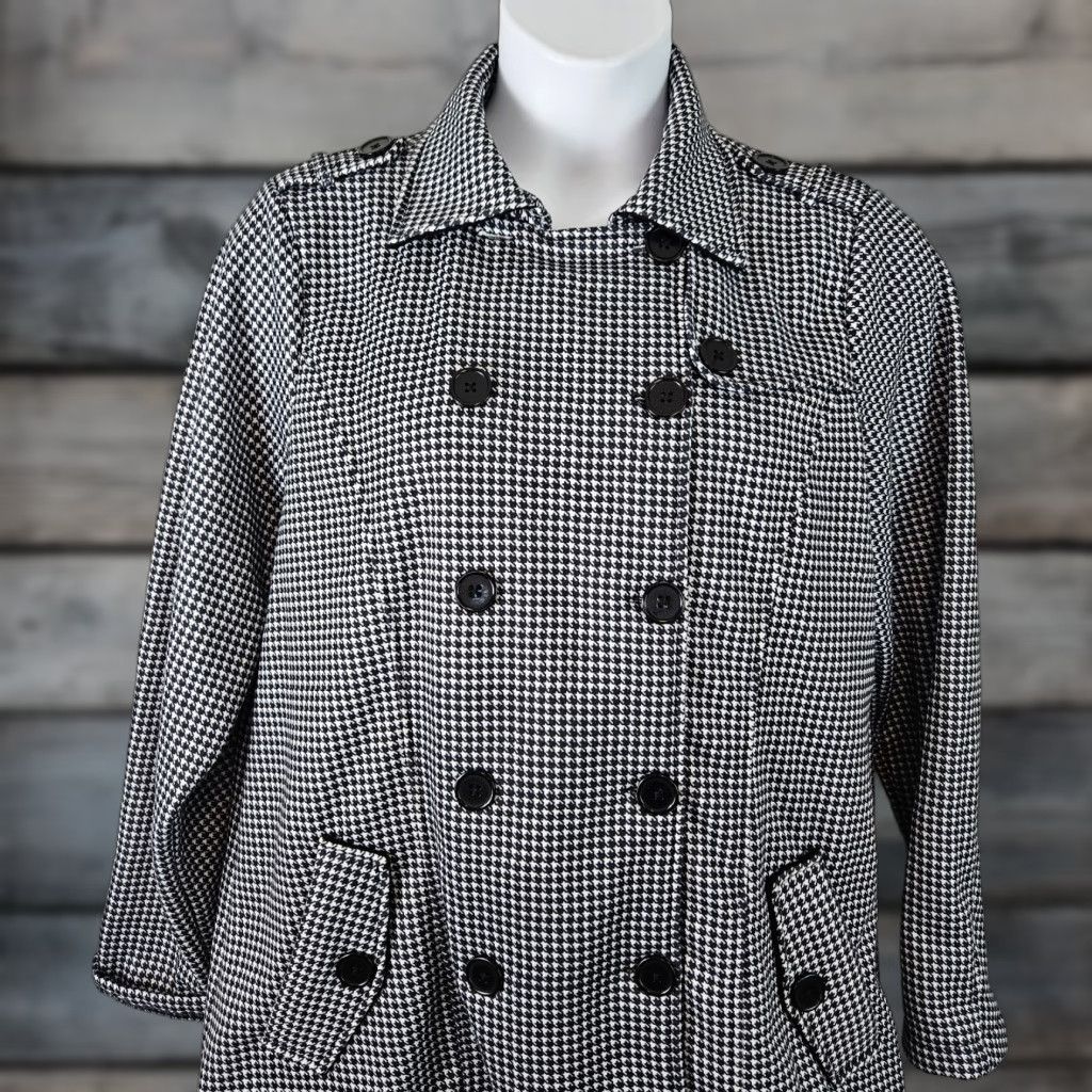 Torrid Torrid Coat Womens Double Breasted 1X Black Houndstooth Size XL / US 12-14 / IT 48-50 - 1 Thumbnail