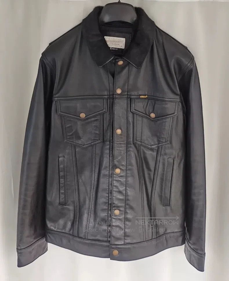 Neighborhood Neighborhood Vintage Real Leather Horsehair Collar Biker L Size US M / EU 48-50 / 2 - 1 Thumbnail