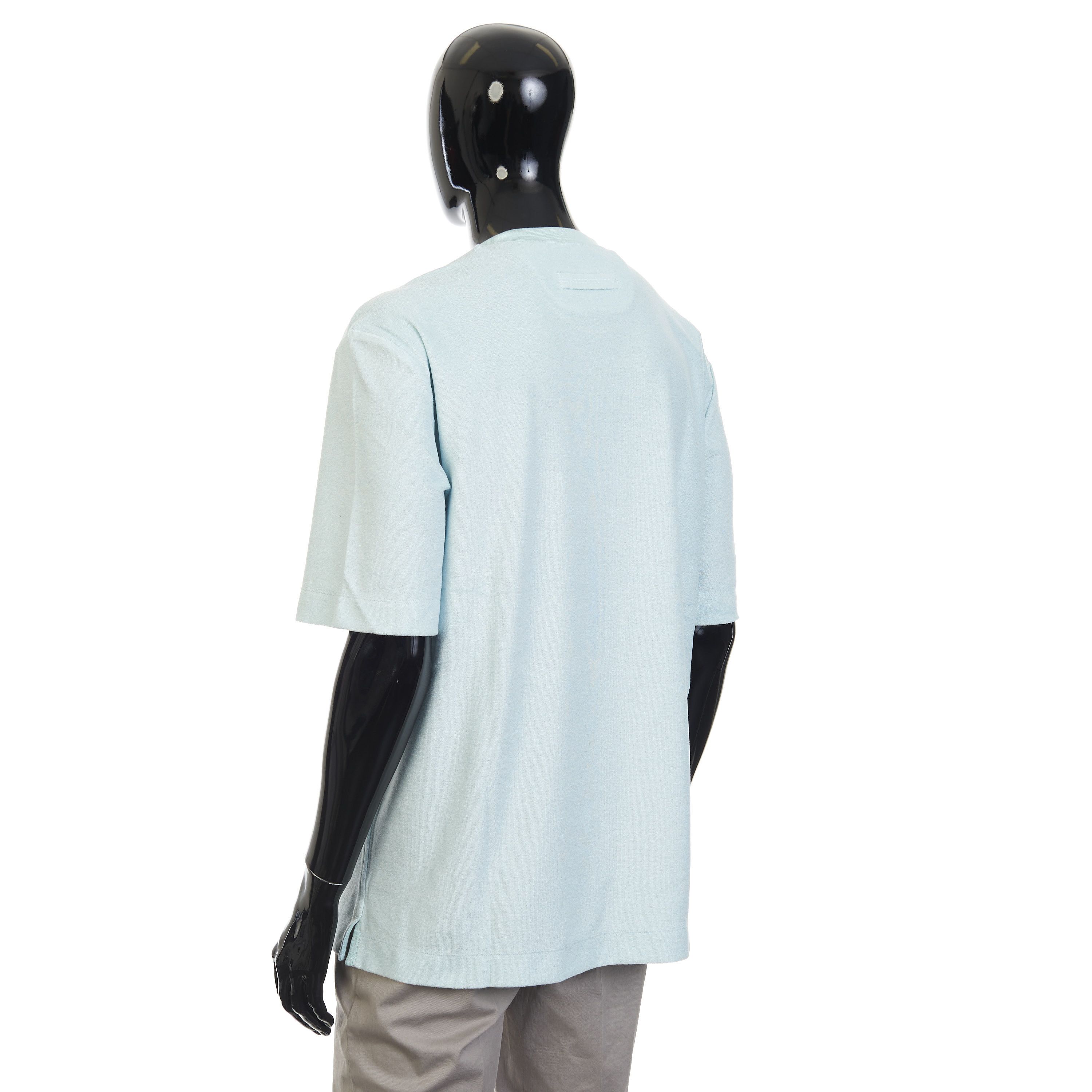 Ermenegildo Zegna Light Blue Silk & Cotton Crewneck Tshirt Size 54 Size US L / EU 52-54 / 3 - 4 Thumbnail