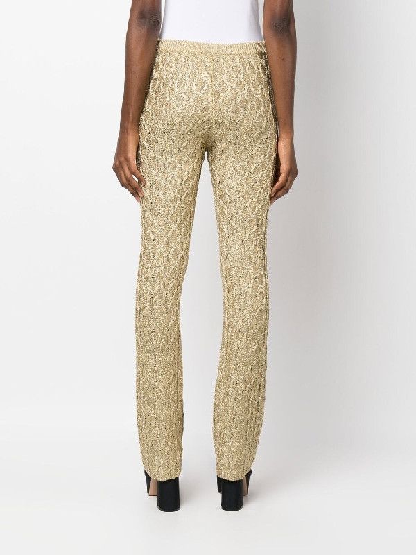 Gucci o1s1wg111025 Chunky Cable Knit Viscose Pant In Gold Size 28" / US 6 / IT 42 - 2 Thumbnail