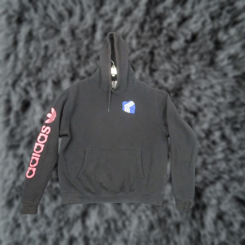 Adidas adidas Hoodie Large Black Originals Heart Logo Sleeve Print Pullover Size US L / EU 52-54 / 3 - 1 Thumbnail
