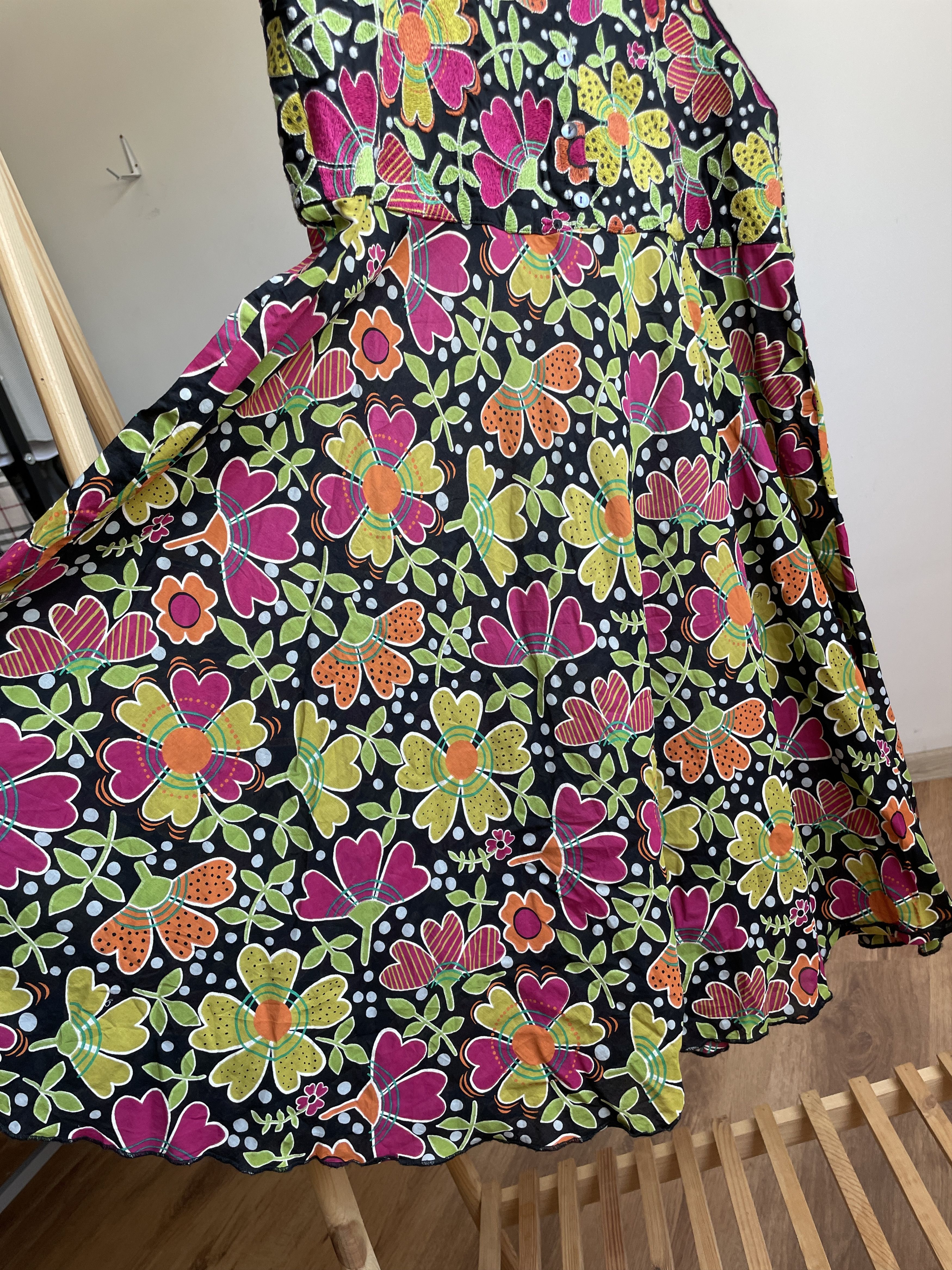 Gudrun Sjoden Gudrun Sjoden Floral Cotton Flared Midi Tank Dress Size M / US 6-8 / IT 42-44 - 6 Thumbnail