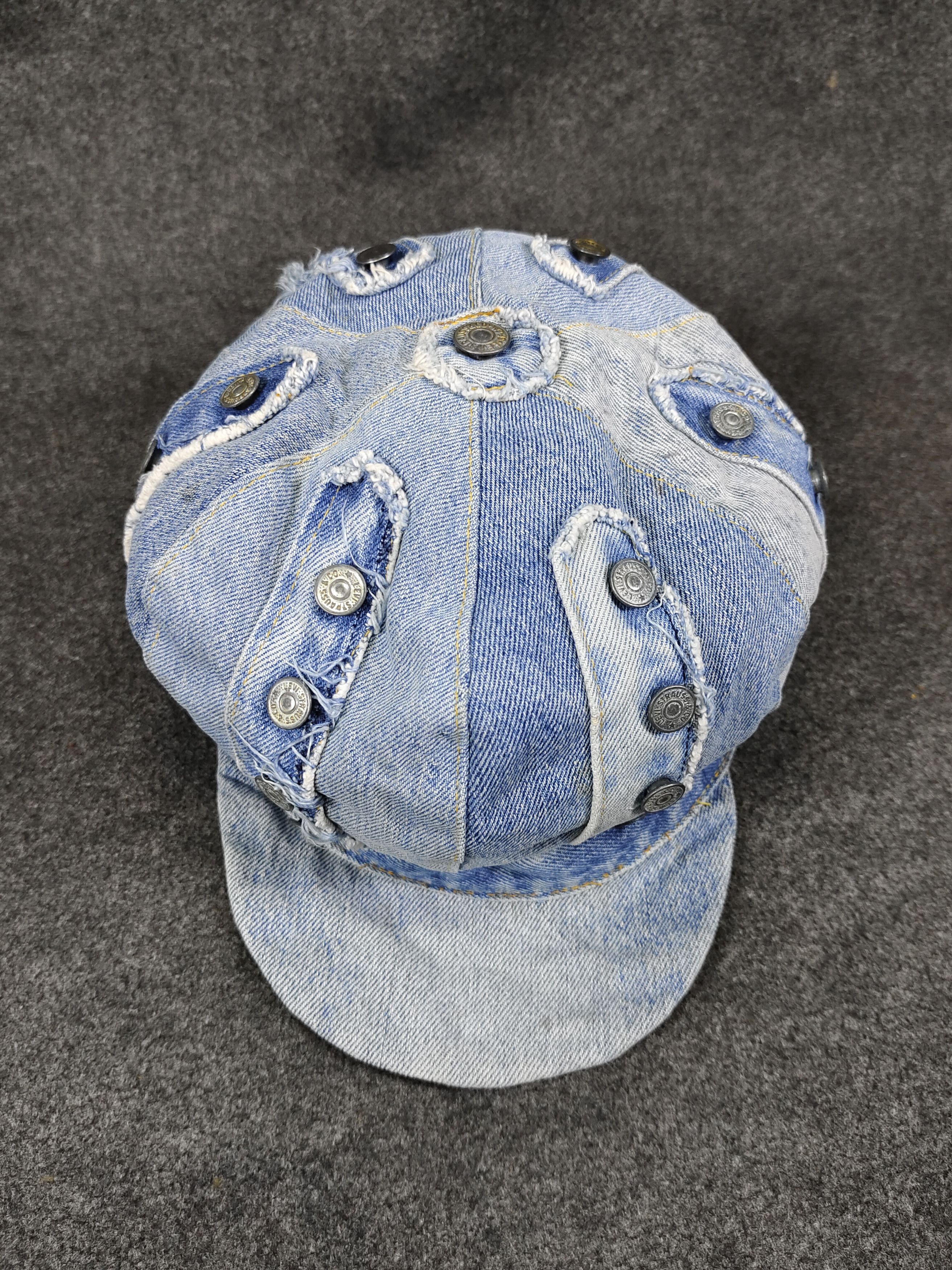 Levi's Vintage Clothing RARE🔥90s AAARDVARK’S Rebuild Levi’s 501 Denim Panel Newsboy Size ONE SIZE - 5 Thumbnail