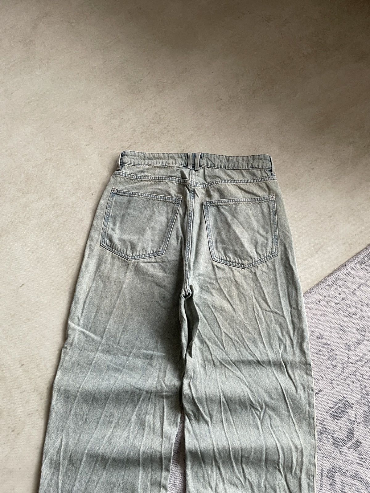 Vintage Avant Garde Mud Washed Baggy Wide Faded Flared Denim Jeans Size US 32 / EU 48 - 7 Thumbnail