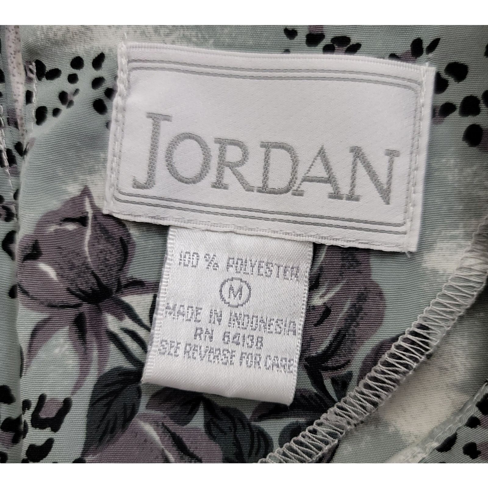 Other Jordan Gray Green Floral Print Top Medium Keyhole Back Size M / US 6-8 / IT 42-44 - 4 Thumbnail