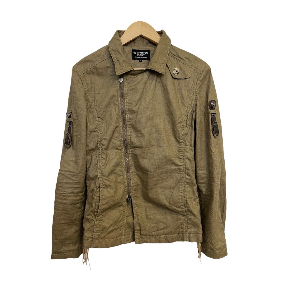 image of Tornado Mart Asymmetrical Zipper Jacket in Tan, Men's (Size Medium)