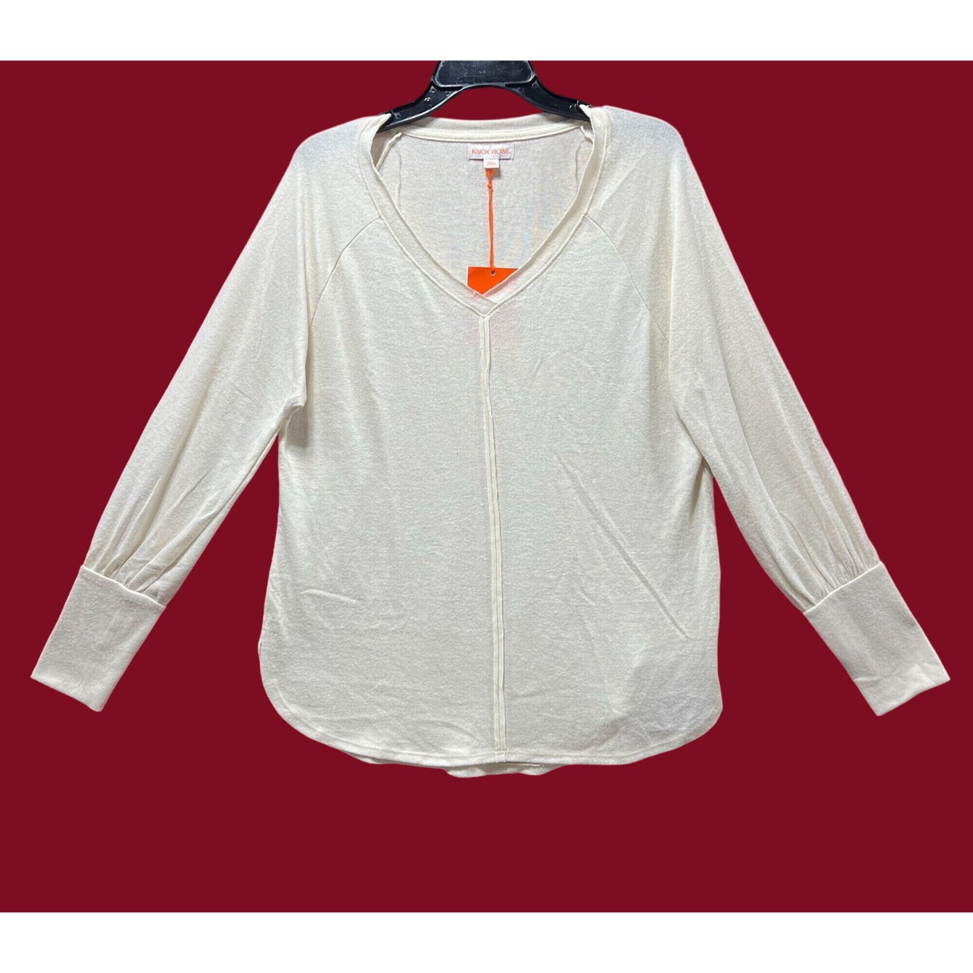 Other Knox Rose - Women's Blouse Knit Pullover Long Sleeve V-Neck Size M / US 6-8 / IT 42-44 - 1 Thumbnail