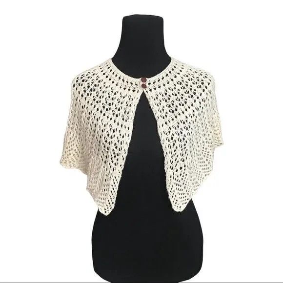 Other Gorgeous hot Hand-Knit Shawlette Wrap - Ecru/Cream Size L / US 10 / IT 46 - 3 Thumbnail