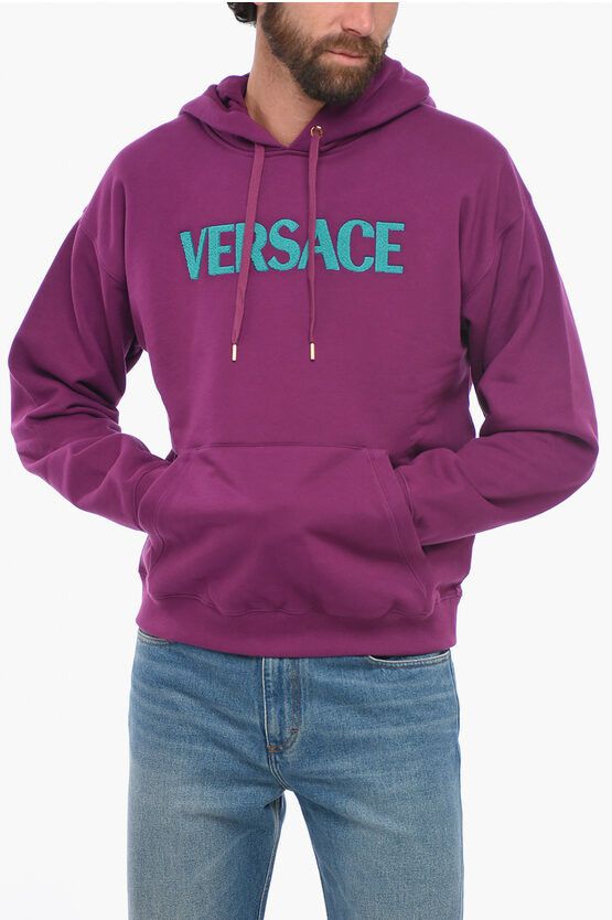 og1mm0524 Fleece Cotton Hoodie in Purple