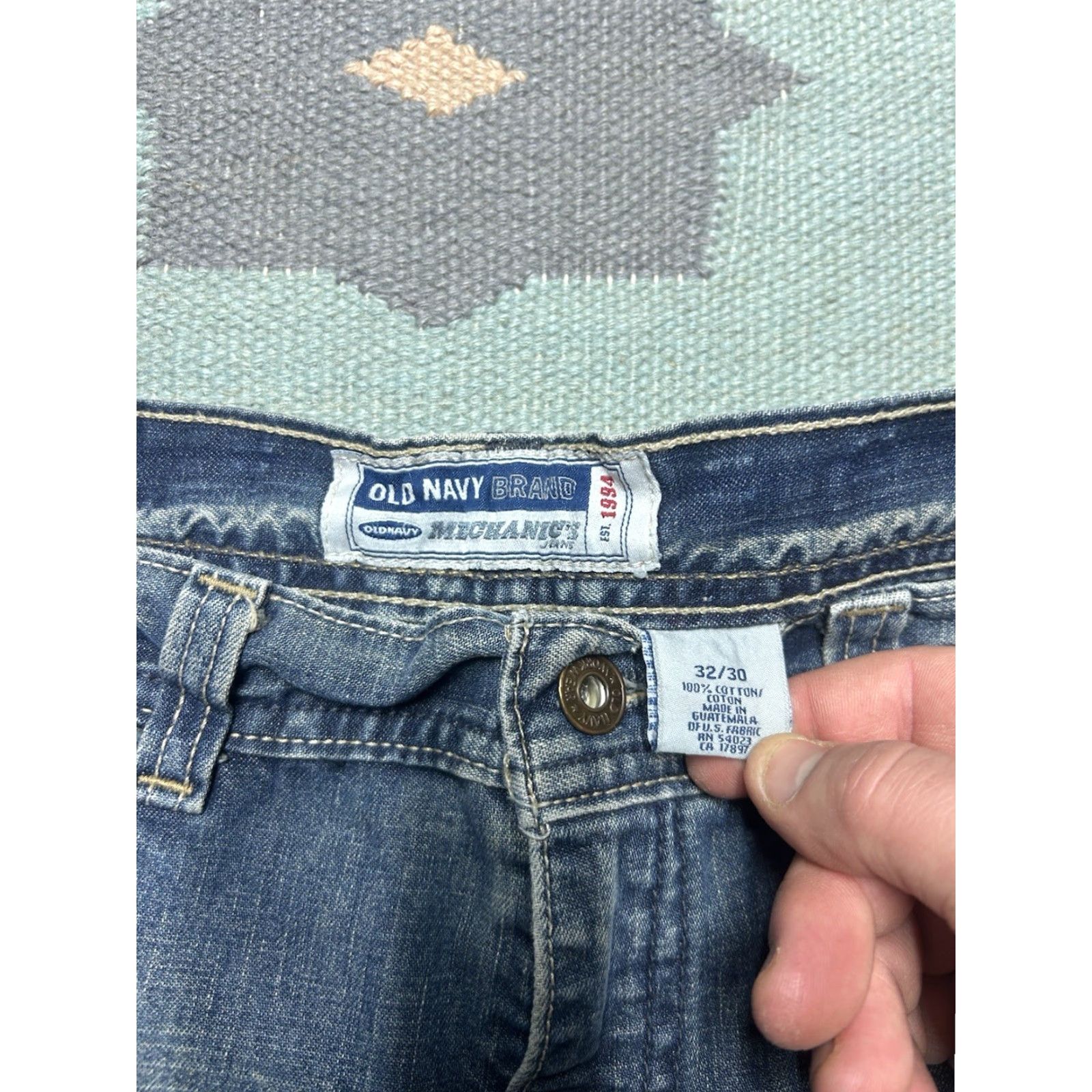 Old Navy VINTAGE Old Navy Jeans Men 32x30 Denim Wide-Leg Mechanics Baggy Skater Workwear Blue Size US 32 / EU 48 - 8 Thumbnail