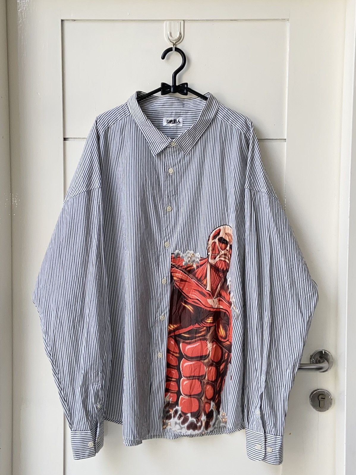 Designer × Japanese Brand Attack on Titan Anime Manga Japan Striped Shirt Size US XXL / EU 58 / 5 - 11 Thumbnail
