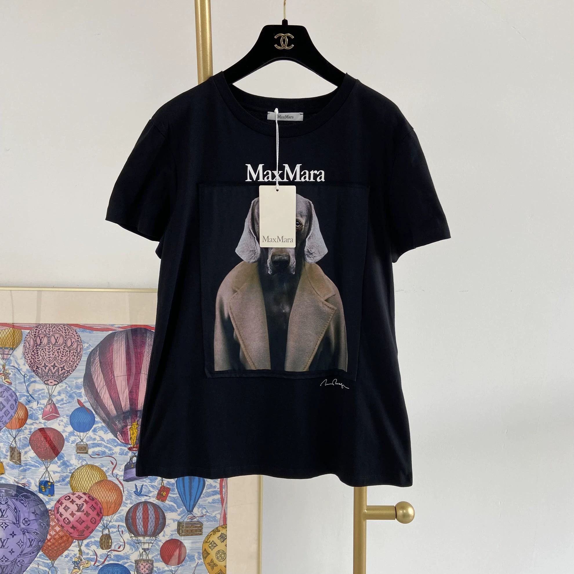 Max Mara Maxmara Puppy Print Tee L With Tags 7472 Size L / US 10 / IT 46 - 1 Thumbnail