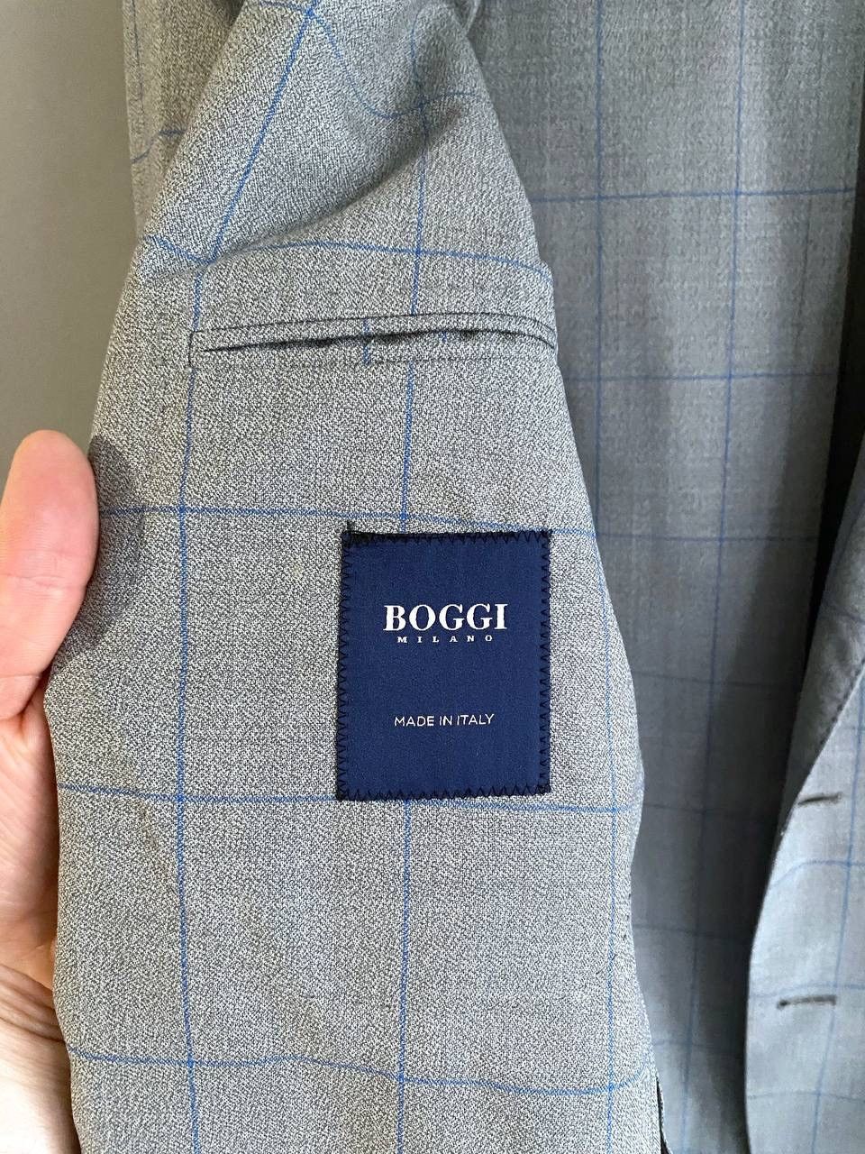 Boggi Boggi Milano 120's Wool Gray/Blue Сhecked Men's Blazer, 46R Size 46R - 21 Thumbnail
