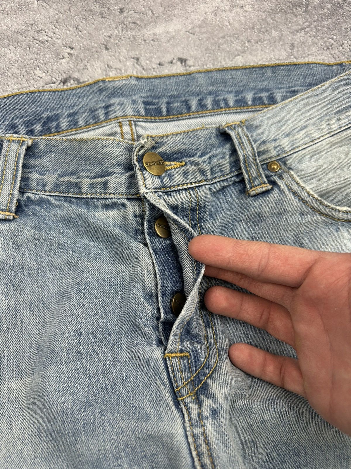Carhartt Vintage Carhartt Thrashed Blue Crazy Faded Denim Jeans Y2K Size US 32 / EU 48 - 12 Thumbnail