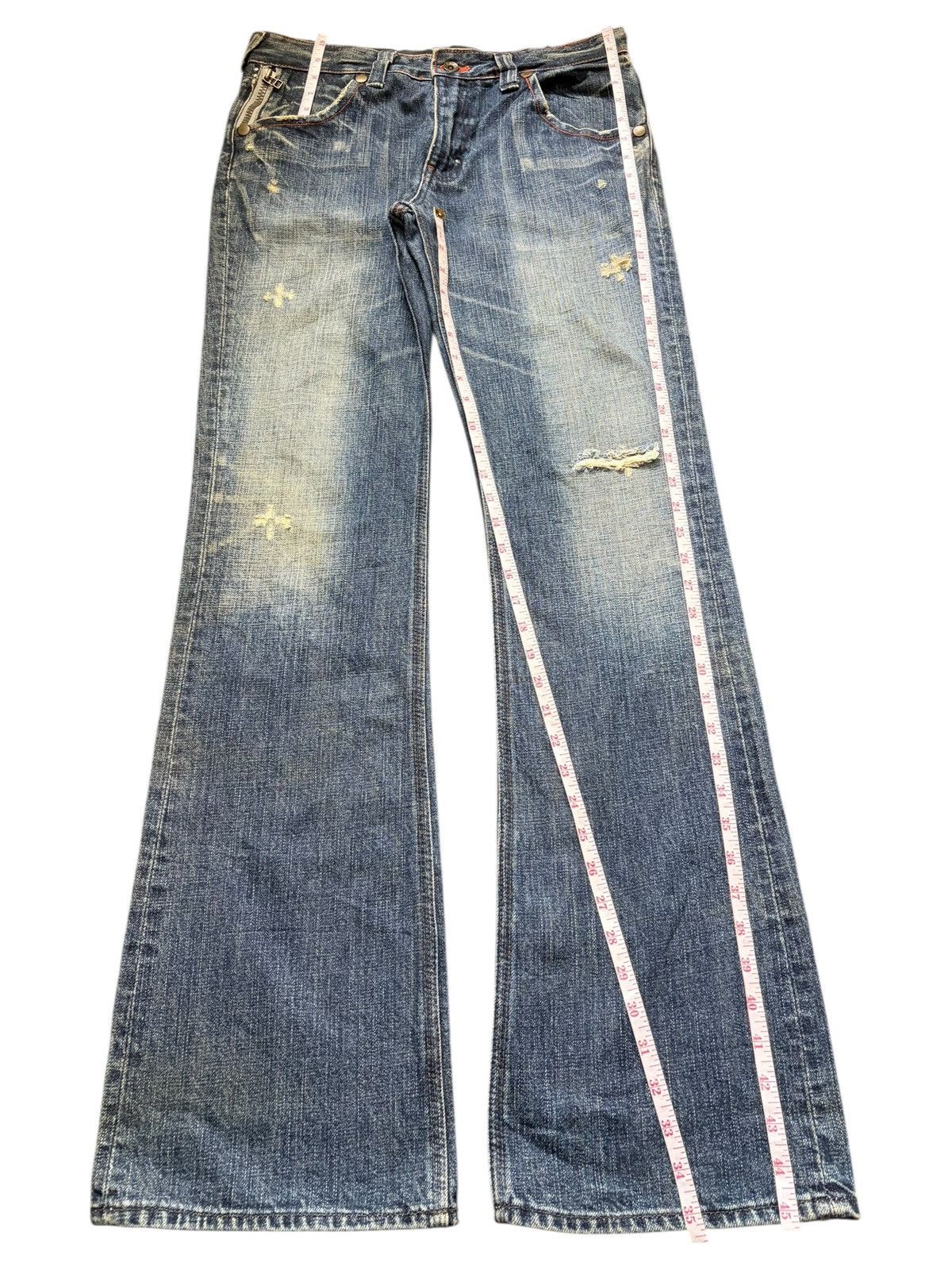 If Six Was Nine Vintage Japanese Brand Mud Wash Distress Flare Jeans Size 32" / US 10 / IT 46 - 7 Thumbnail